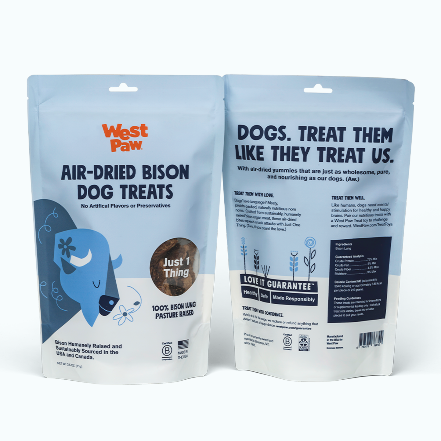 West Paw Bison Lung Dog Treats – Air-Dried, High-Protein | 2.5 oz