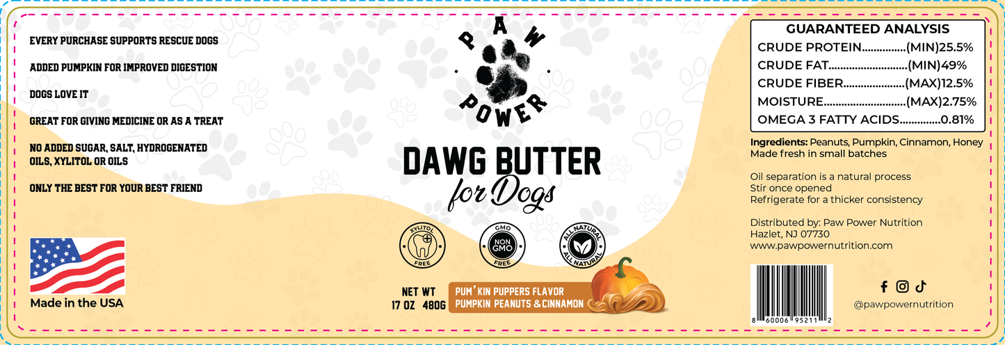 Dawg Butter Pumpkin Peanut Butter for Dogs