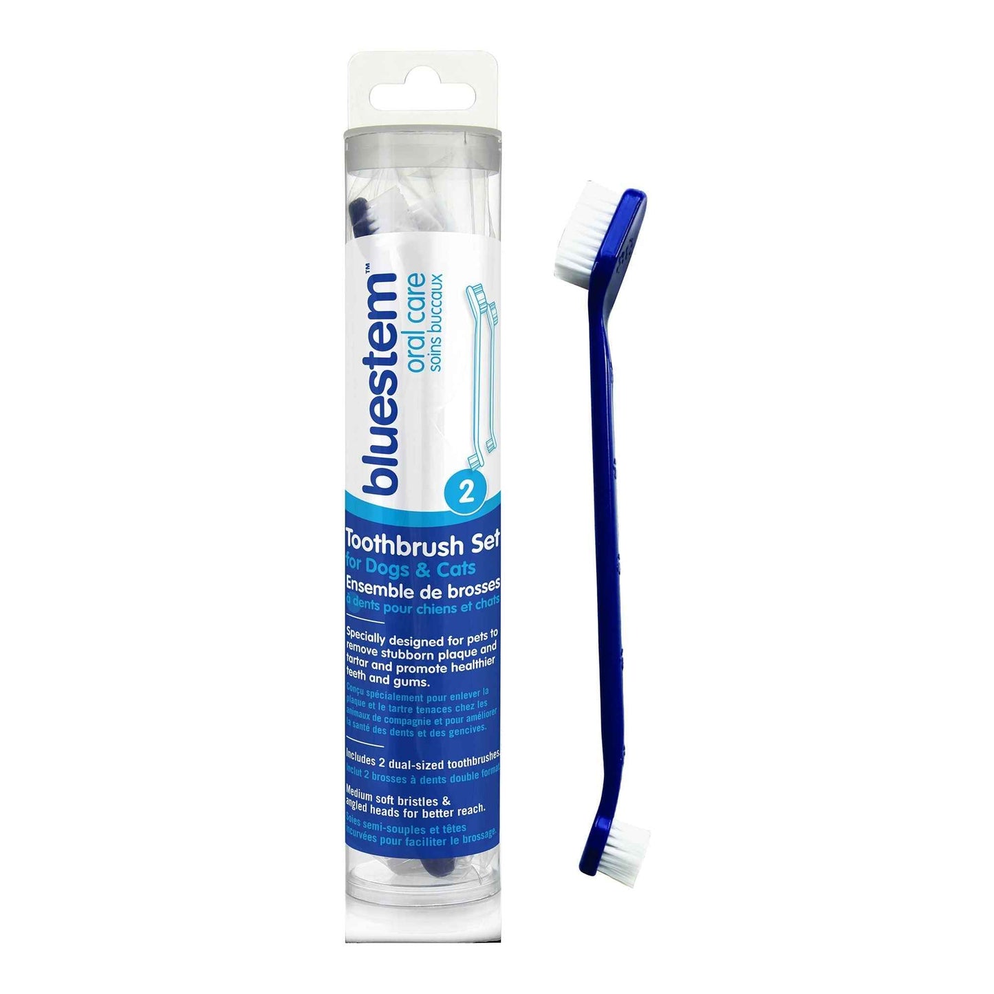 Bluestem Dual-Ended Pet Toothbrush for Dogs and Cats, 2-Pack – Soft Bristles for Dental Care and Oral Hygiene
