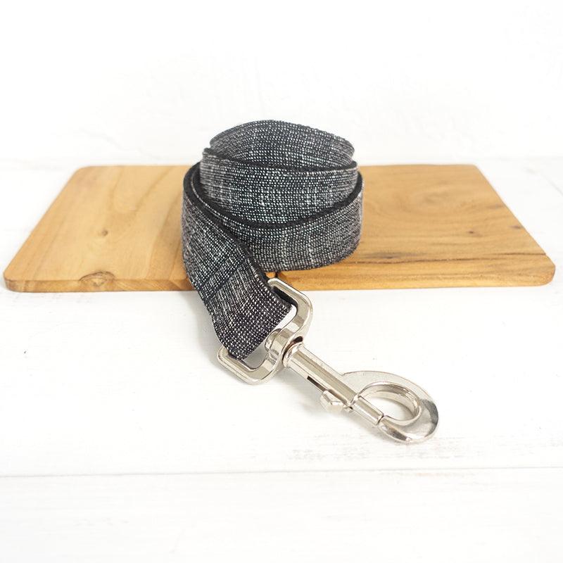 Elegant Black Dog Collar & Leash Set – Soft Polyester, Light Gold Hardware