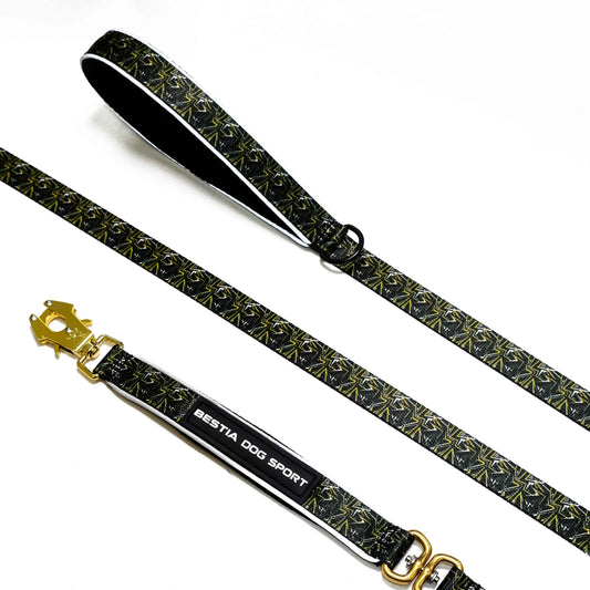 BESTIA Dog Sport Grip Pro Leash – Gold Print Heavy-Duty Dog Leash