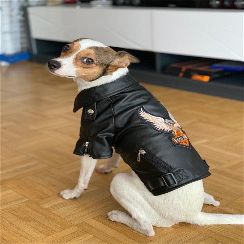 Luxury Faux Leather Dog Coat – Warm Lining, Black & Brown, Sizes XS–XXL