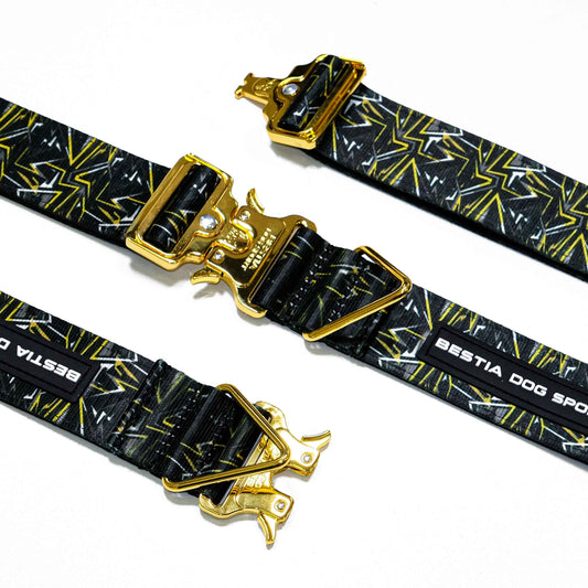 BESTIA Dog Sport Grip Pro Print Collar – Gold Heavy-Duty Nylon Dog Collar