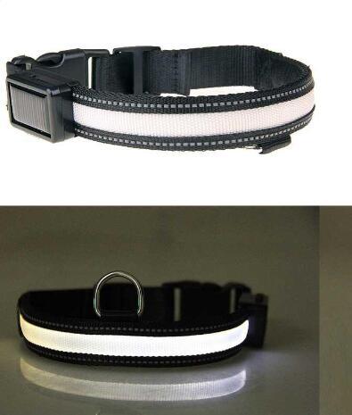 SolarPup LED Dog Collar – USB Rechargeable, Reflective, 3 Light Modes, Sizes S–L