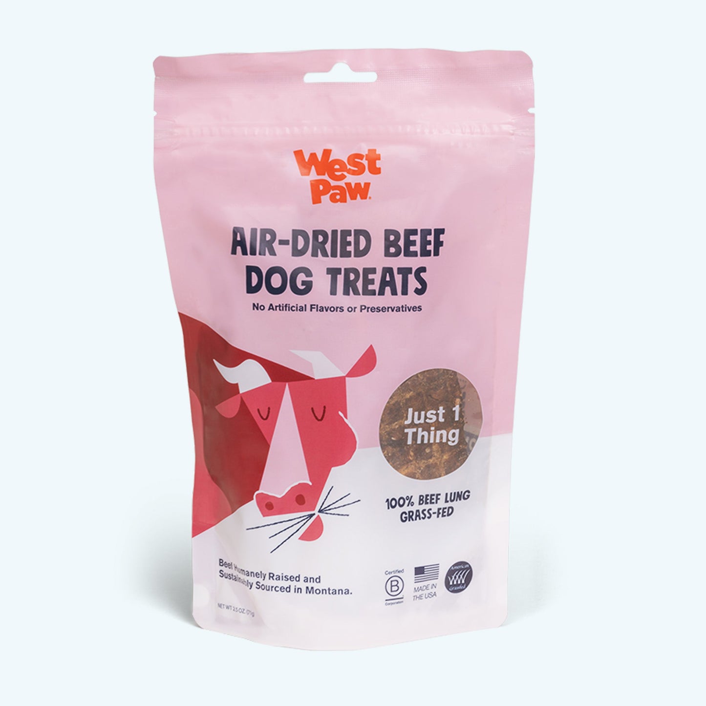 West Paw Air-Dried Beef Lung Dog Treats – Single Ingredient, 100% Grass-Fed | 2.5 oz