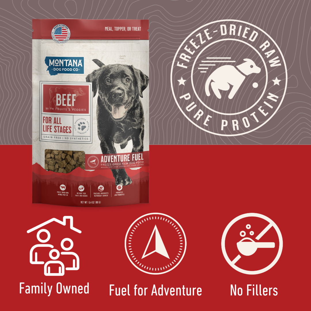 Freeze-Dried Raw Beef Dog Food – Grain-Free, Fruits & Vegetables, 6.4oz or 16oz