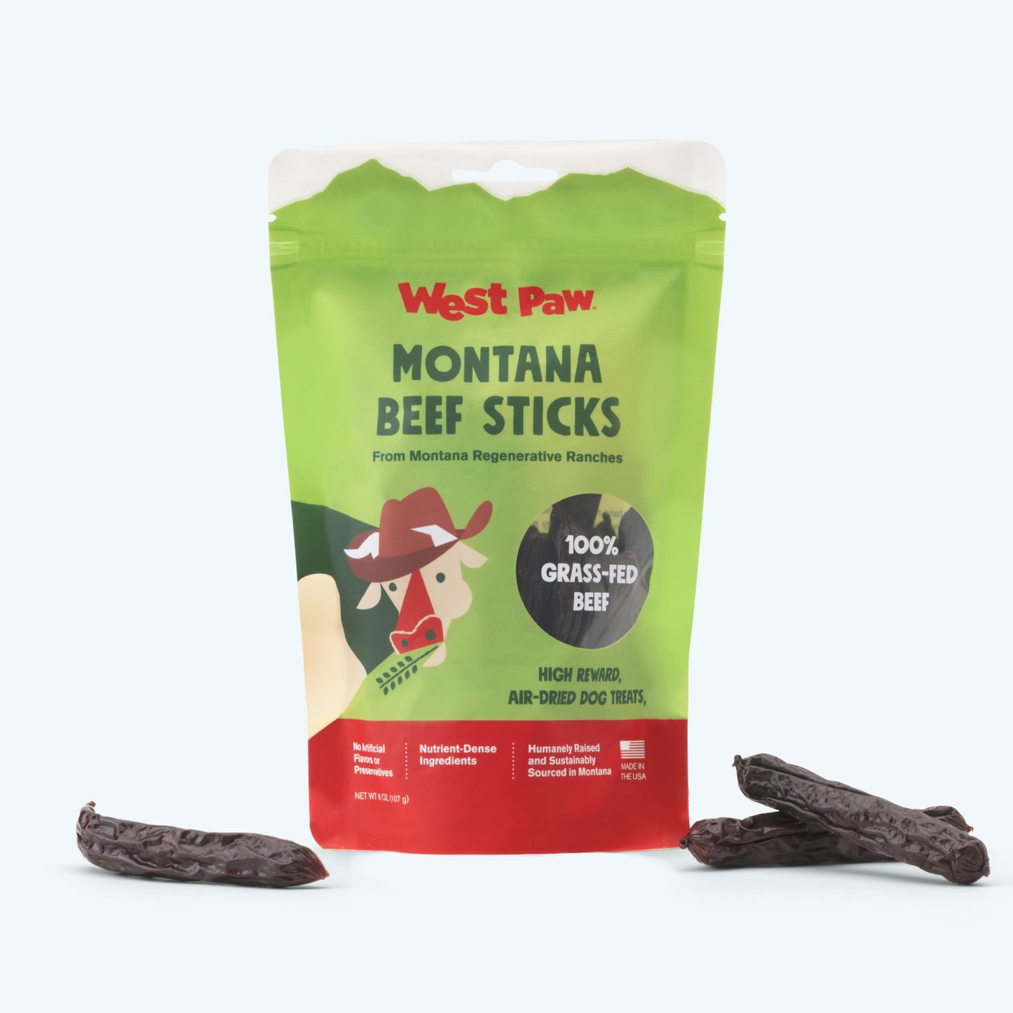 West Paw Air-Dried Beef Stick Dog Treats – Regenerative Ranch, Organ-Rich | High-Reward
