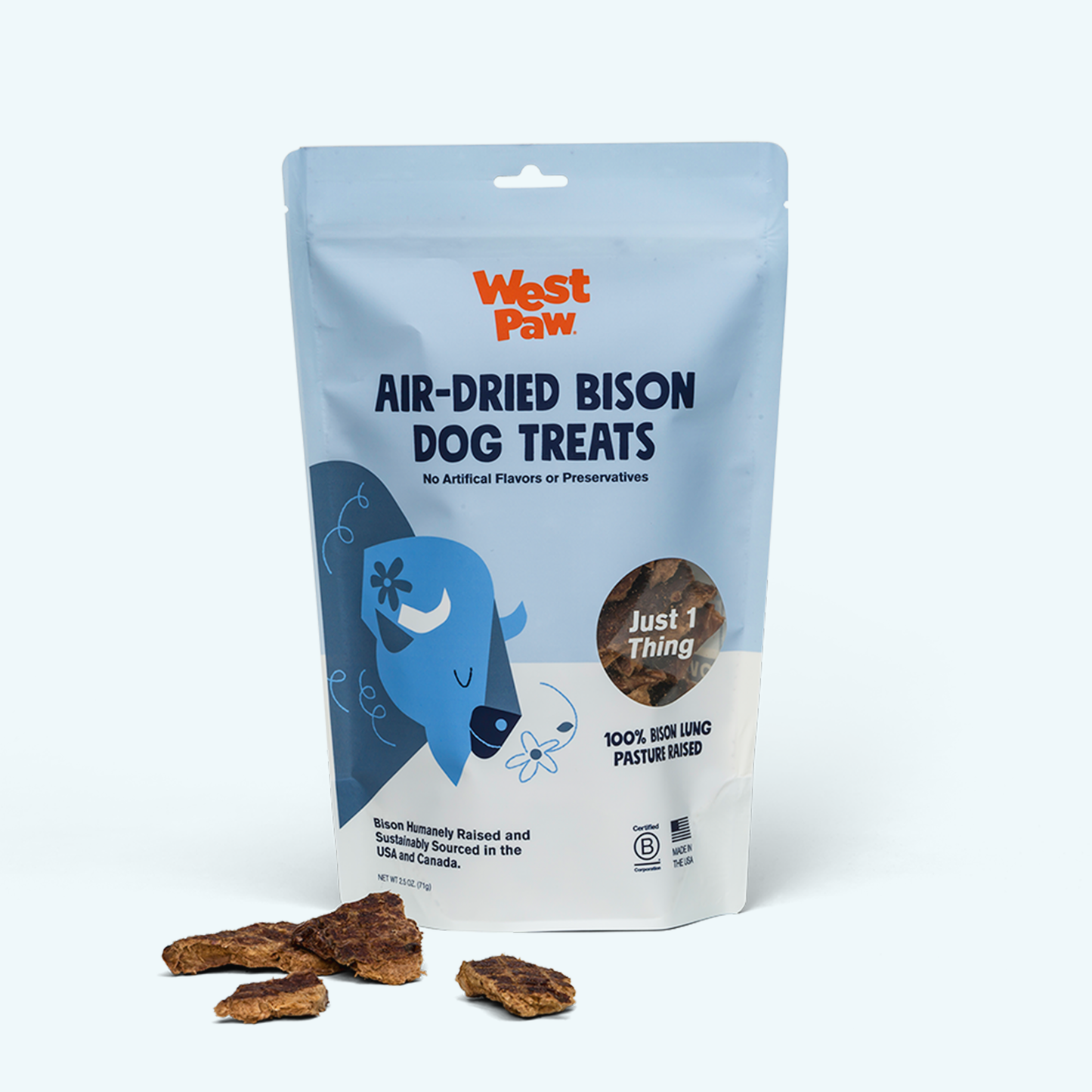 West Paw Bison Lung Dog Treats – Air-Dried, High-Protein | 2.5 oz