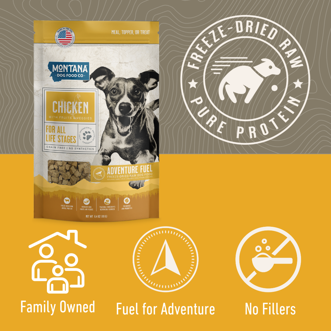 Freeze-Dried Raw Chicken Dog Food – Free-Range, Grain-Free, Fruits & Vegetables, 6.4oz or 16oz