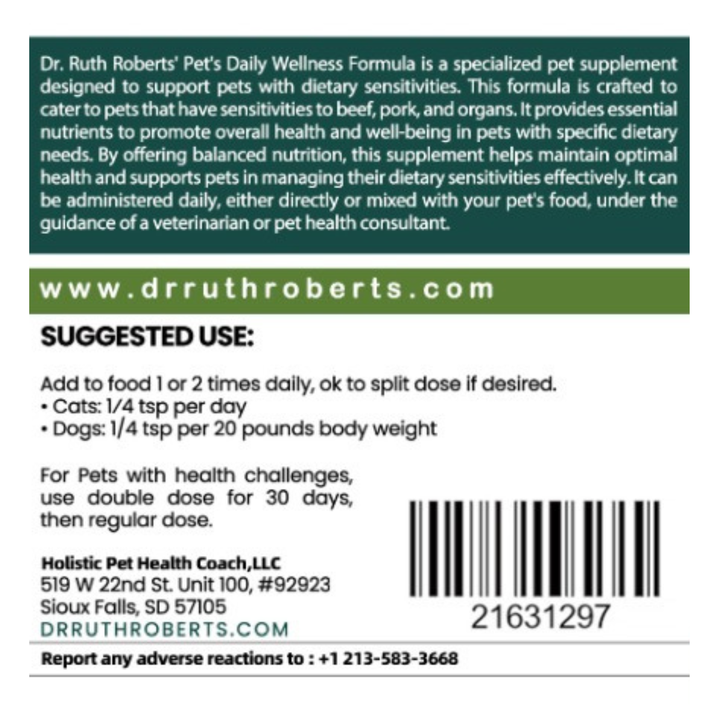 Daily Wellness Formula — Glandular-Free Multivitamin for Dogs & Cats with Beef, Pork, or Organ Sensitivities