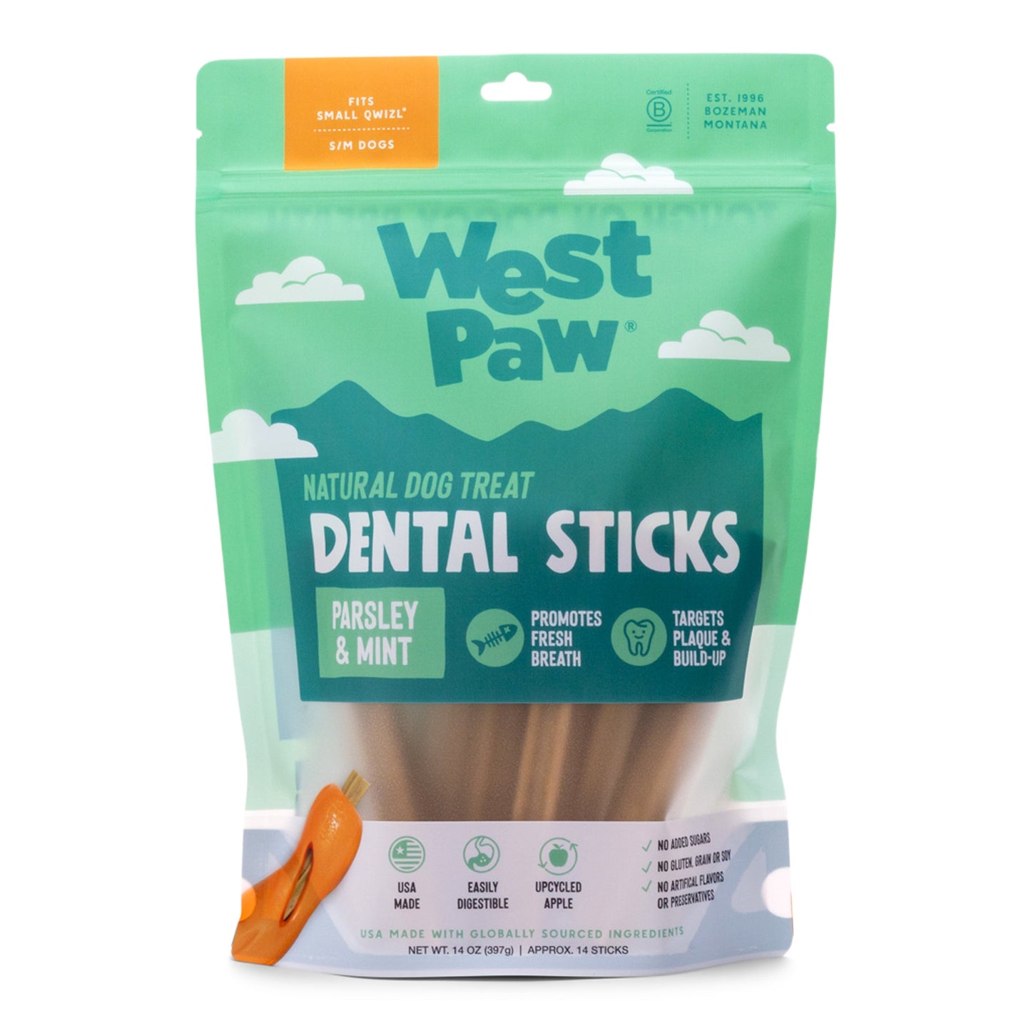 West Paw Natural Dental Sticks – Small | Freshens Breath, Reduces Plaque | Fits Qwizl Treat Toy