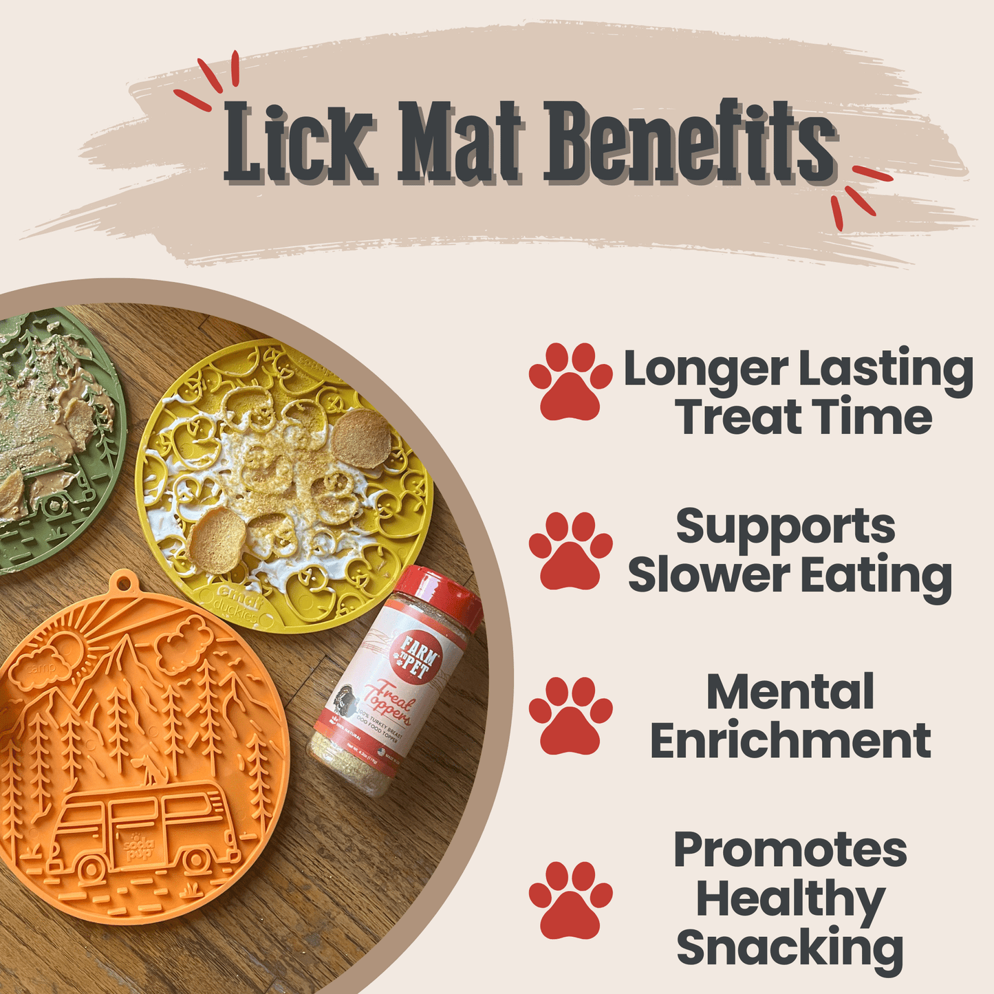 Dog Lick Mat with Suction Cups – Calming Enrichment Mat | BPA-Free | Made in USA
