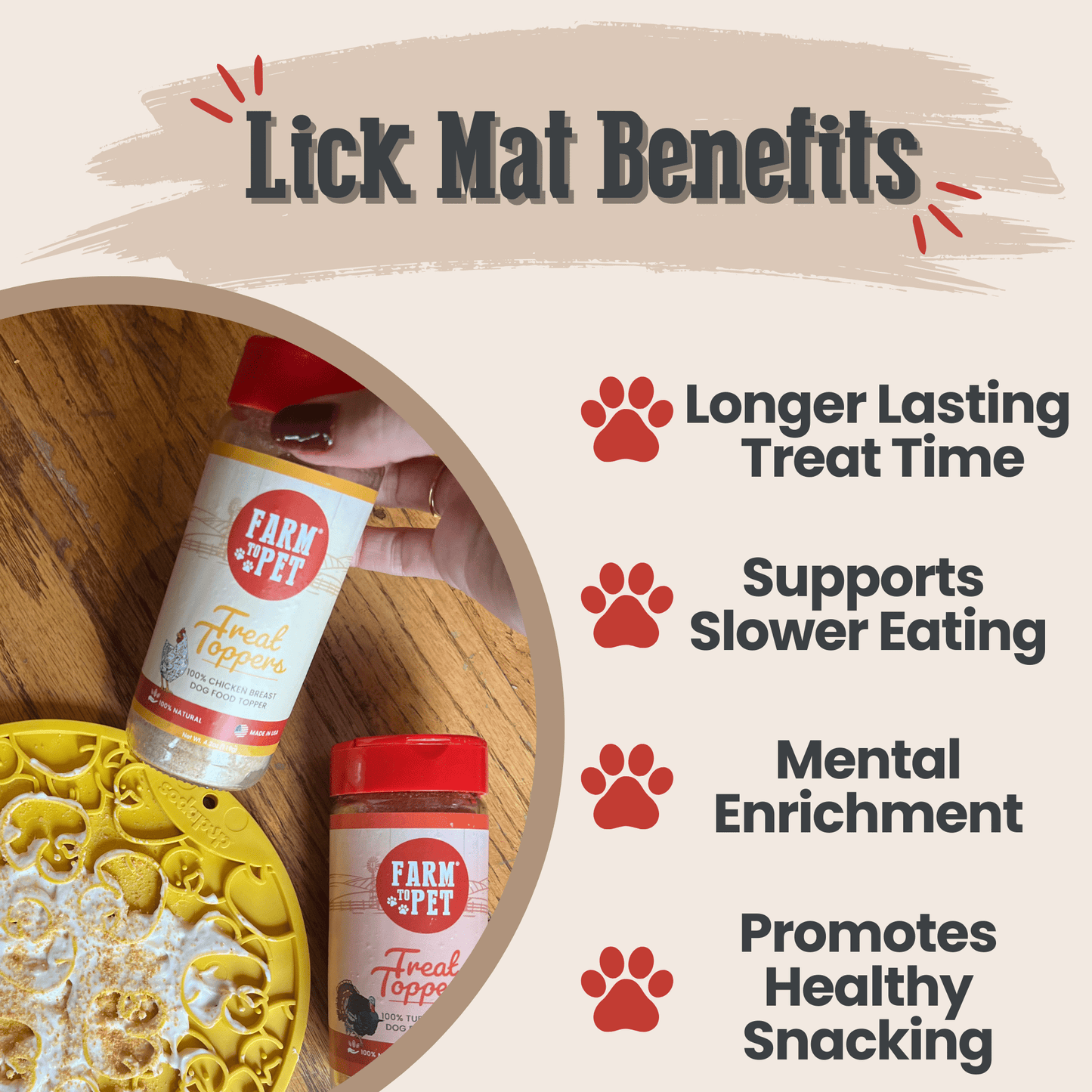 Dog Lick Mat with Suction Cups – Calming Enrichment Mat | BPA-Free | Made in USA