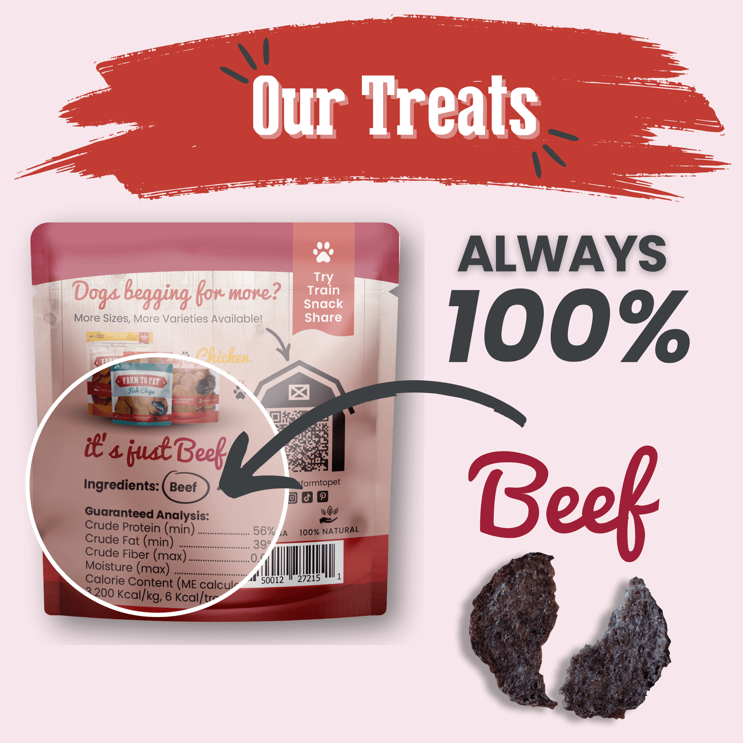Beef Chips Snack Packs – Single-Ingredient Beef Dog Treats | Training & Travel