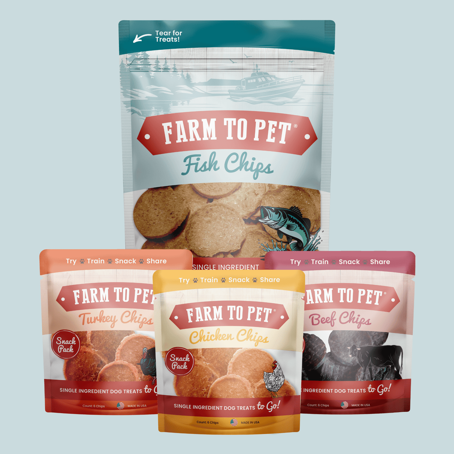 Puppy Packs – Dog Treat Starter Bundle | All 4 Flavors | Single-Ingredient | Made in USA