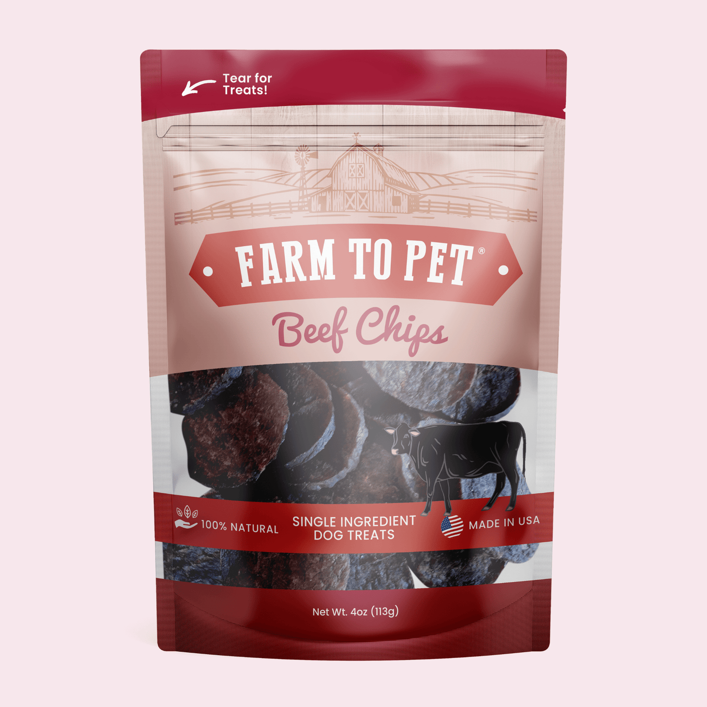 Beef Chips for Dogs – Single-Ingredient, Human-Grade | 6 Cal/Chip | Made in USA