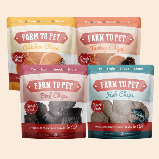 Dog Treat Sampler Snack Packs – All 4 Flavors | Chicken, Turkey, Beef & Fish | Made in USA