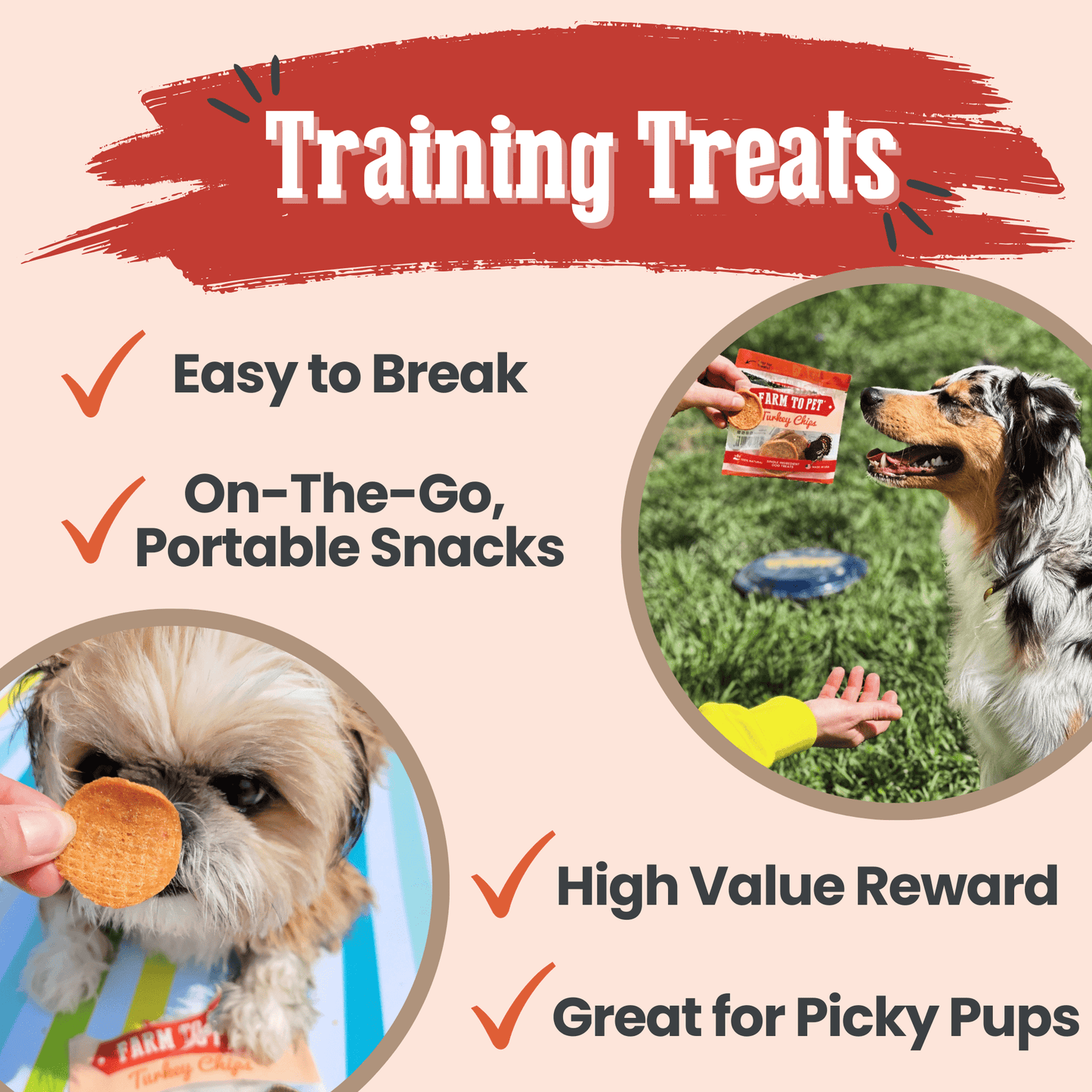 Turkey Chips Snack Packs – Single-Ingredient, Low-Allergen | Training Treats | Made in USA