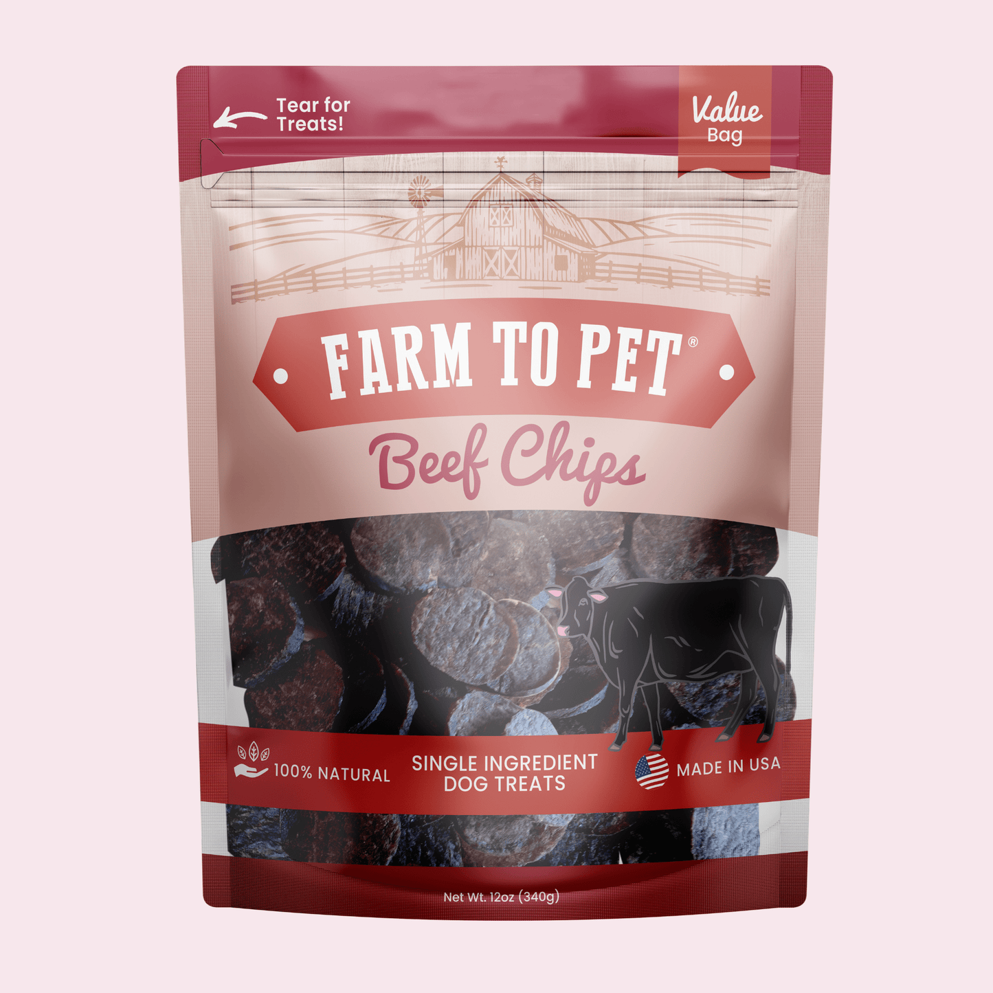 Beef Chips for Dogs – Single-Ingredient, Human-Grade | 6 Cal/Chip | Made in USA