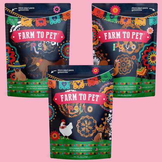 Fiesta Pack – Dog Treat Variety Bundle | Chicken, Turkey & Beef Protein Chips