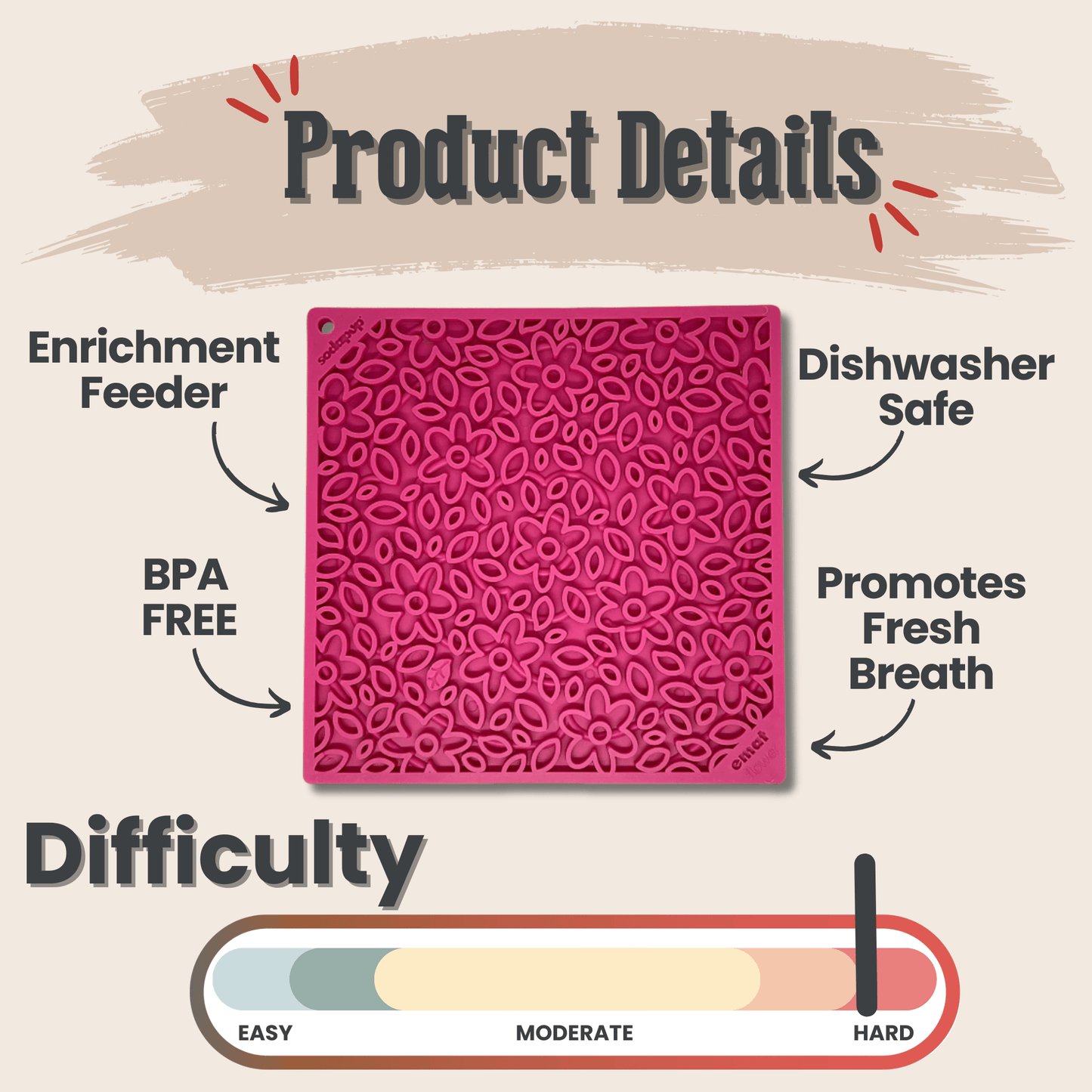 SodaPup Dog Lick Mats – Calming Enrichment Feeder | BPA-Free | Made in USA | 4 Styles
