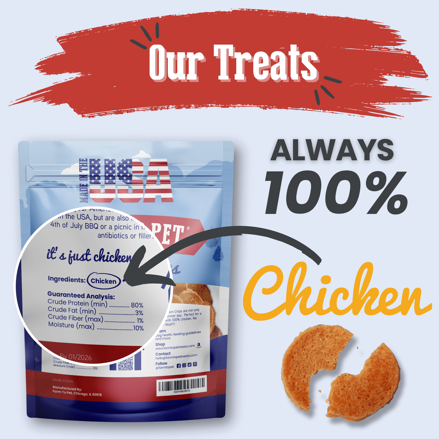 Americana Chicken Chips for Dogs – Single-Ingredient, Human-Grade | Made in USA