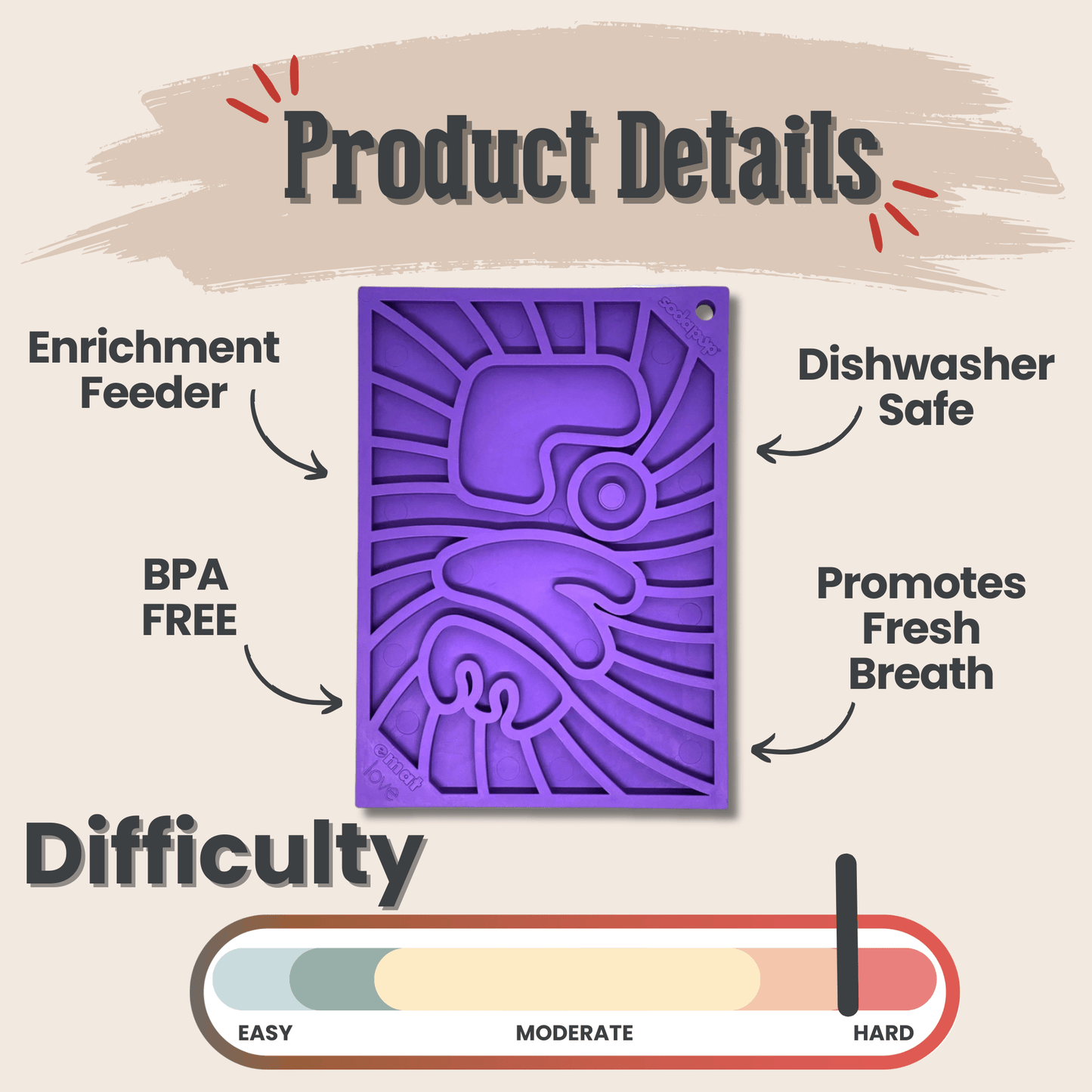 SodaPup Lick Mats for Cats & Small Dogs – Calming Enrichment | BPA-Free | Made in USA | 4 Styles