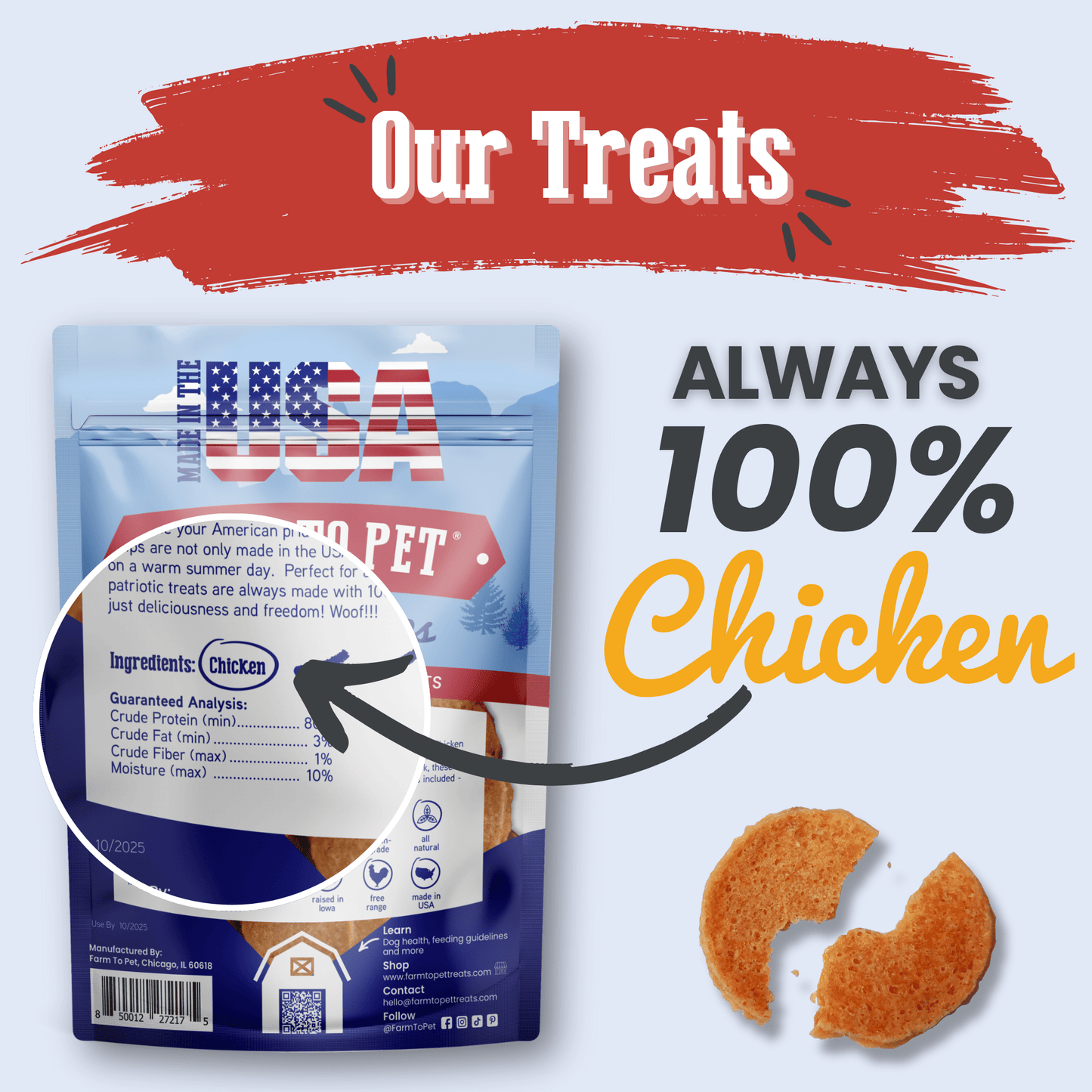 Americana Chicken Chips for Dogs – Single-Ingredient, Human-Grade | Made in USA