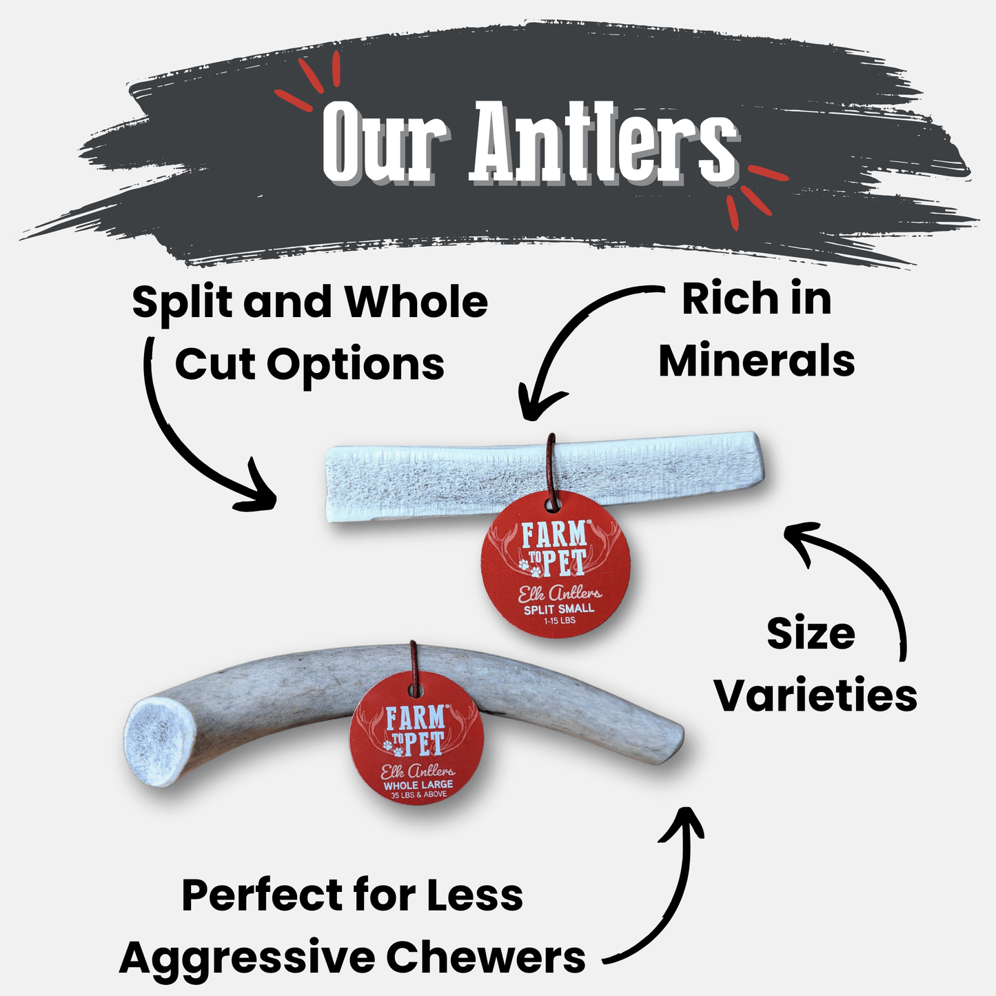 Elk Antler Dog Chews – Whole & Split | Splinter-Resistant, Non-Allergenic | Wild-Harvested Wyoming