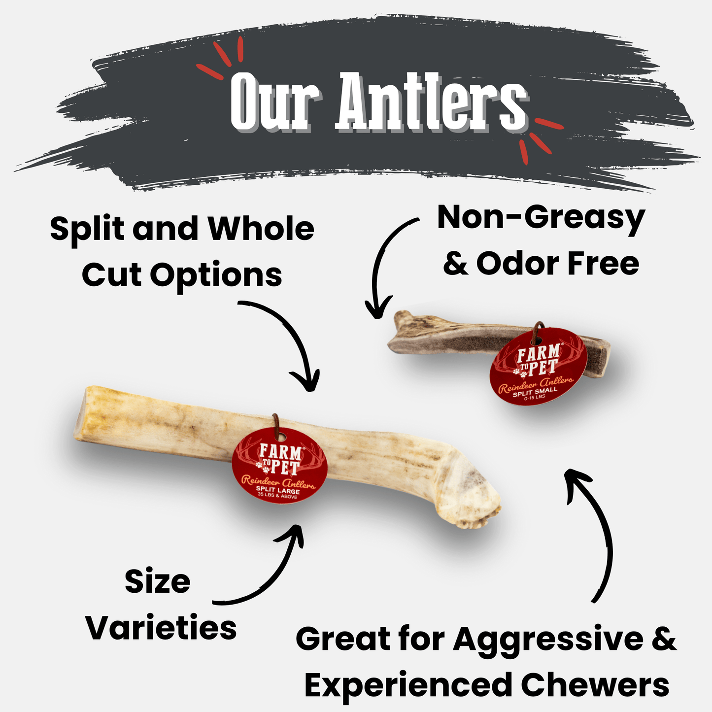 Reindeer Antler Dog Chews – Toughest Organic Chew | Whole & Split | Wild-Gathered Alaska