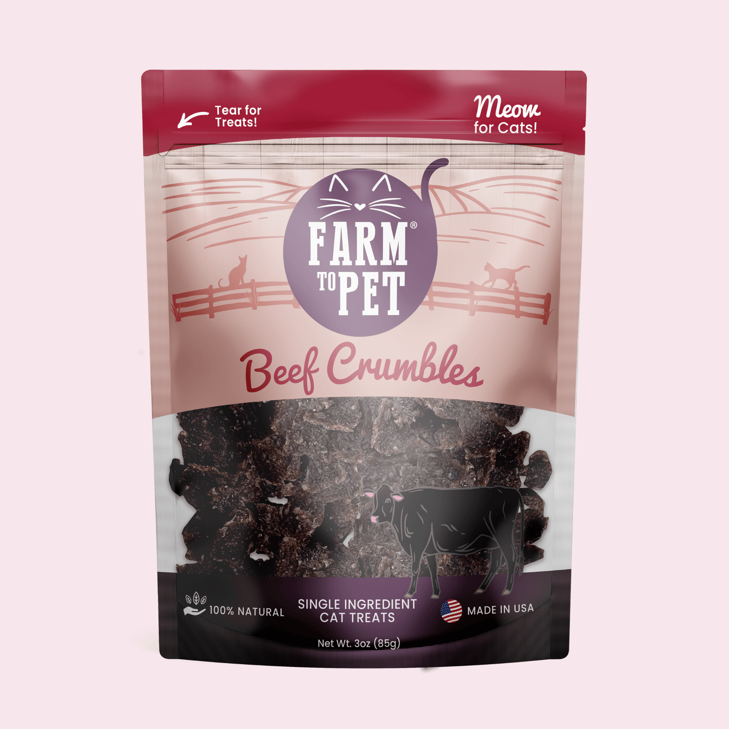 Beef Crumbles for Cats – Single-Ingredient Human-Grade Beef | Grain-Free | Made in USA