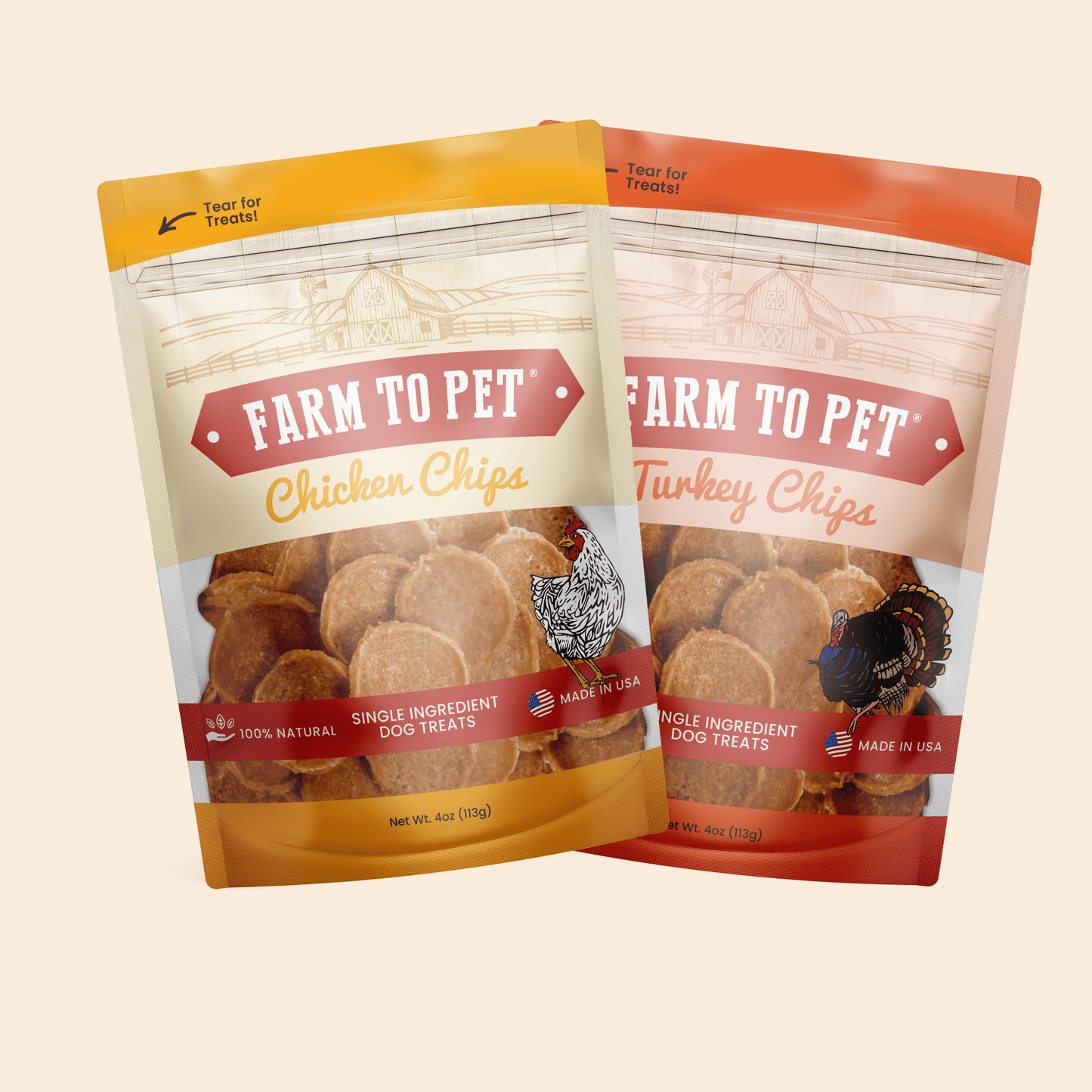 Turkey & Chicken Chip Dog Treat Duo – Single-Ingredient Poultry Value Pack | Made in USA