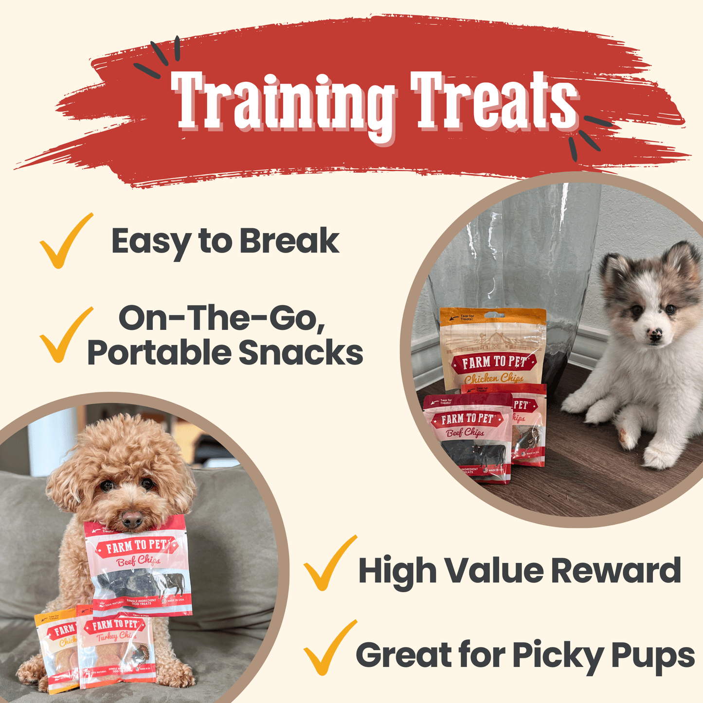 Puppy Packs – Dog Treat Starter Bundle | All 4 Flavors | Single-Ingredient | Made in USA