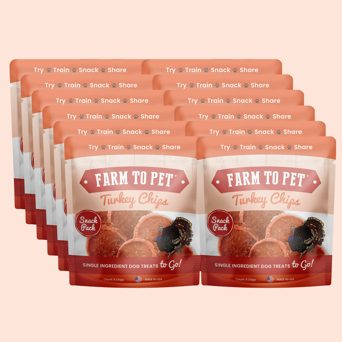 Turkey Chips Snack Packs – Single-Ingredient, Low-Allergen | Training Treats | Made in USA