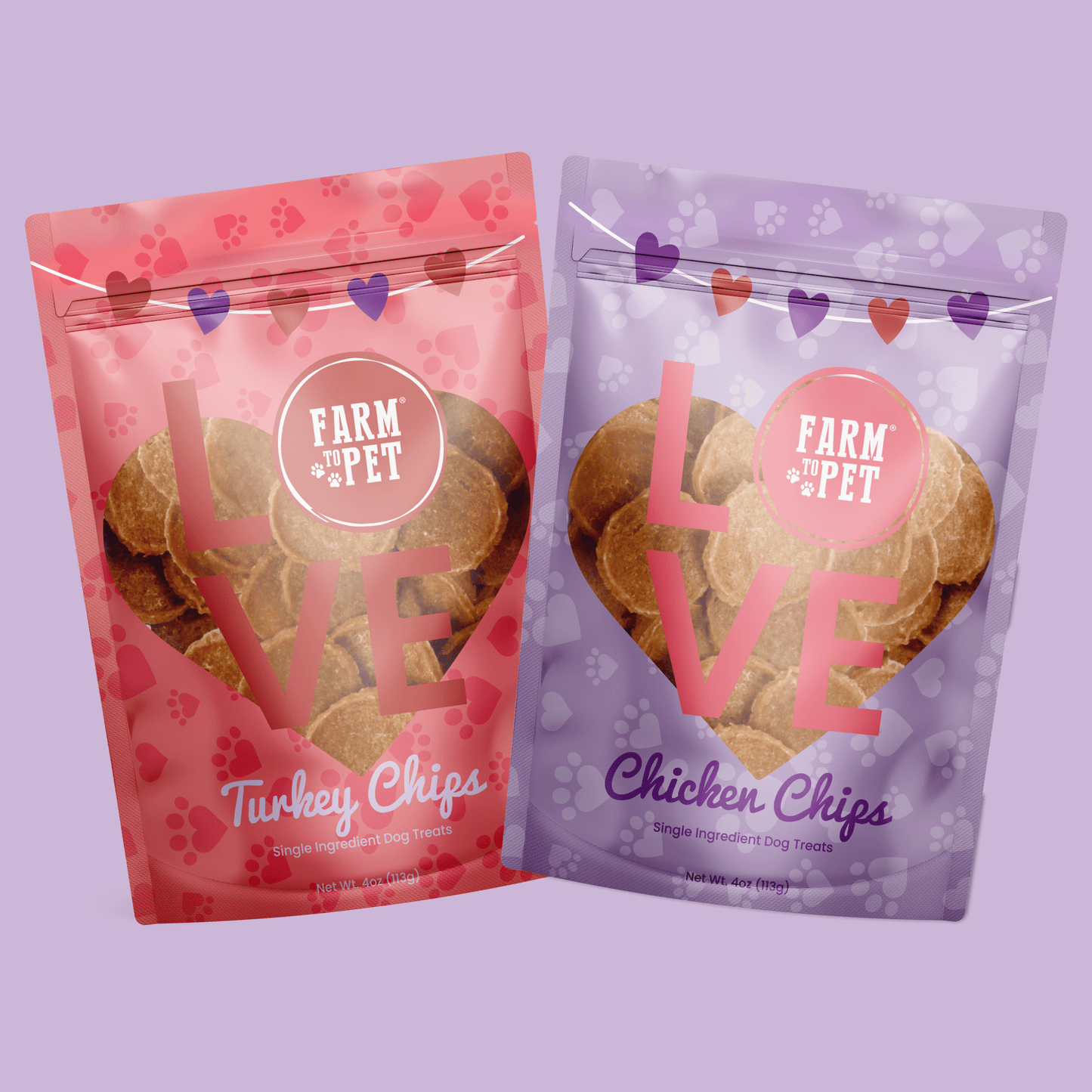 Puppy Love Dog Treat Duo – Chicken & Turkey Chips Value Pack | Single-Ingredient | Made in USA