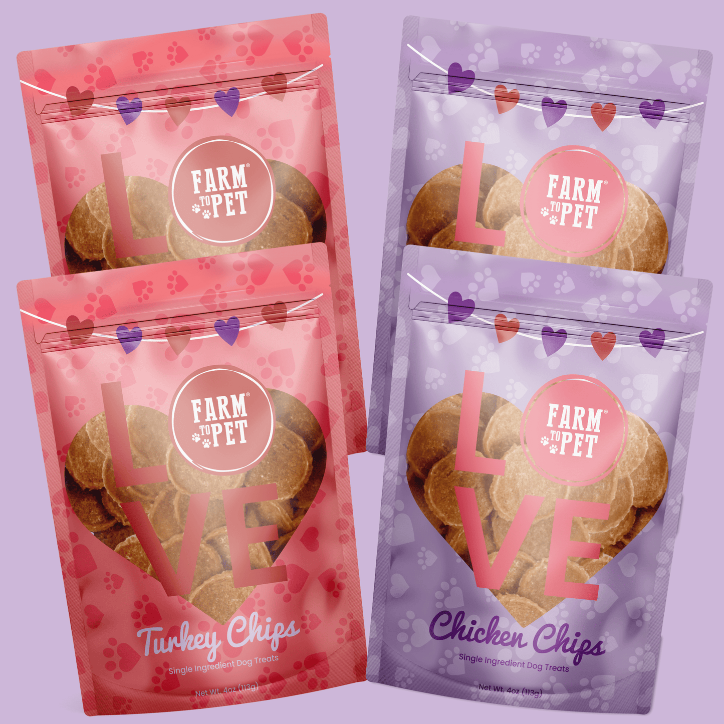Puppy Love Dog Treat Duo – Chicken & Turkey Chips Value Pack | Single-Ingredient | Made in USA