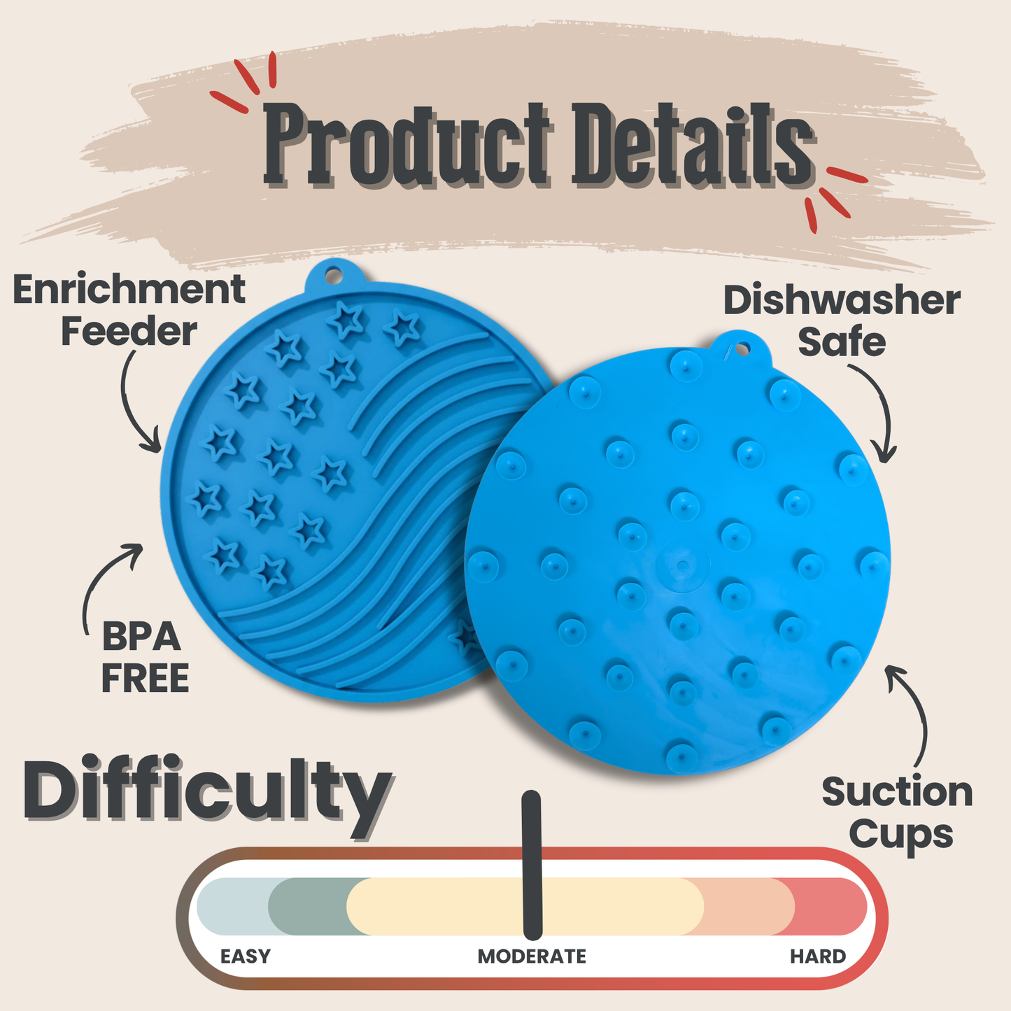 Dog Lick Mat with Suction Cups – Calming Enrichment Mat | BPA-Free | Made in USA