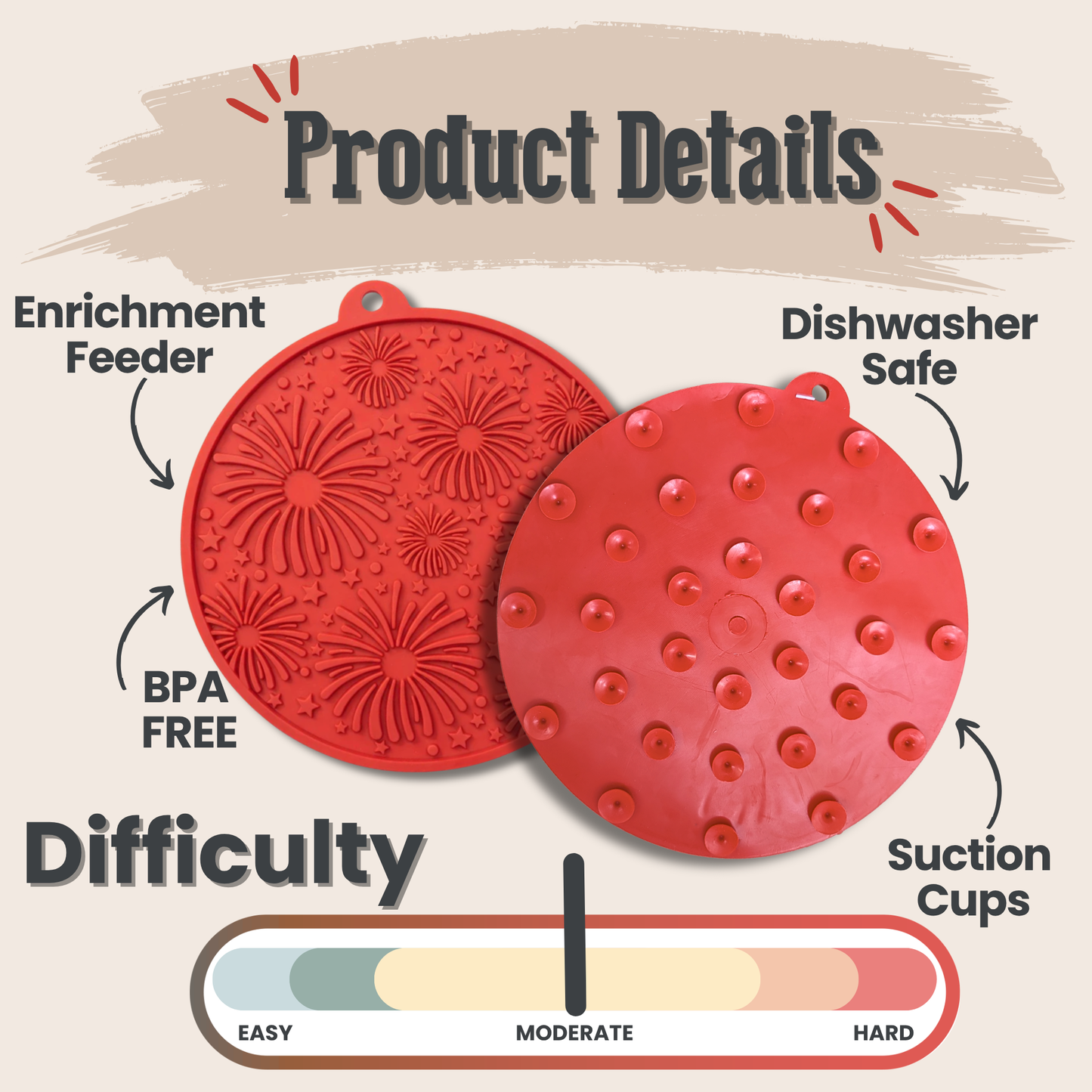 Dog Lick Mat with Suction Cups – Calming Enrichment Mat | BPA-Free | Made in USA