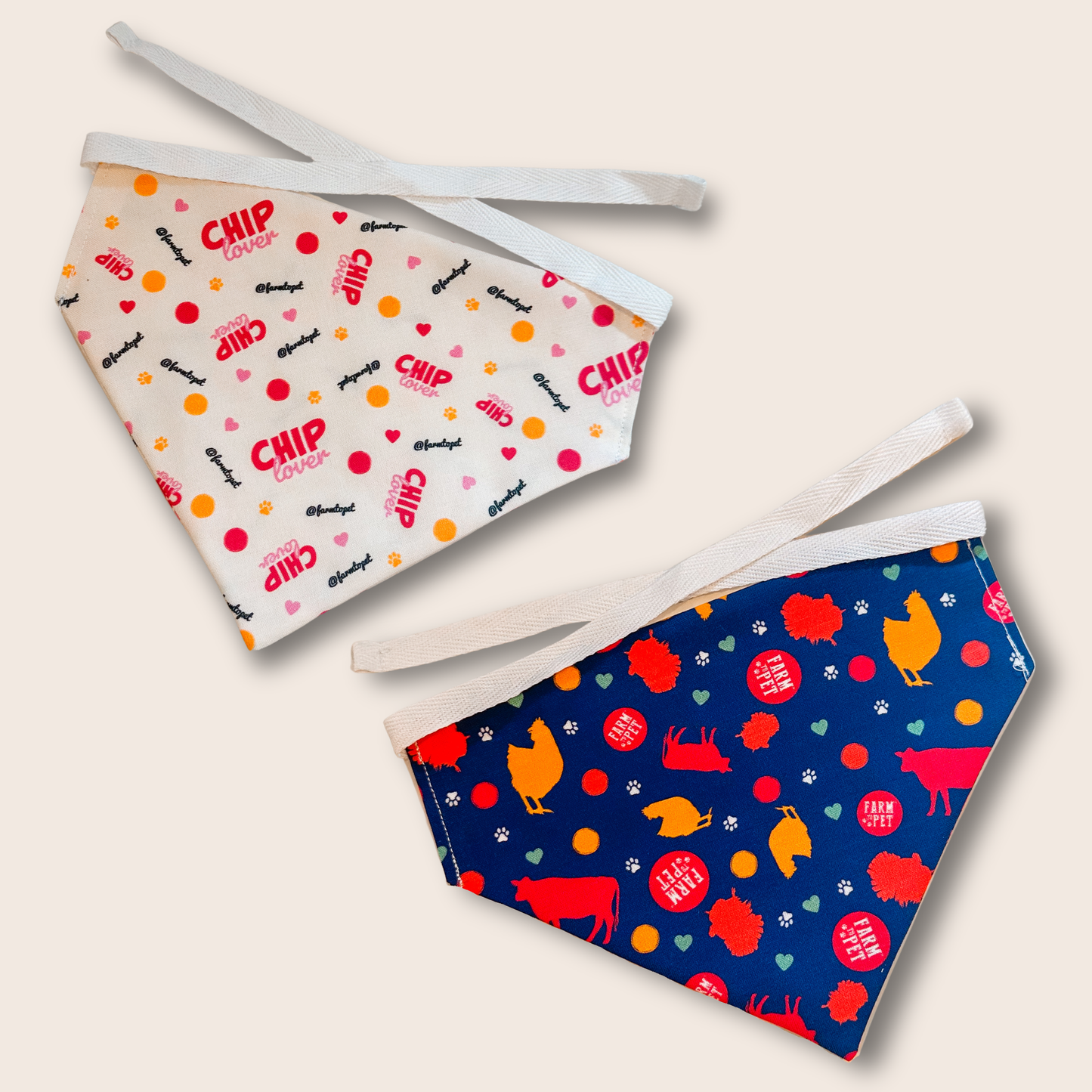 Dog Bandana – String Tie-On | 100% Cotton, Machine Washable | Made in USA | 2 Styles