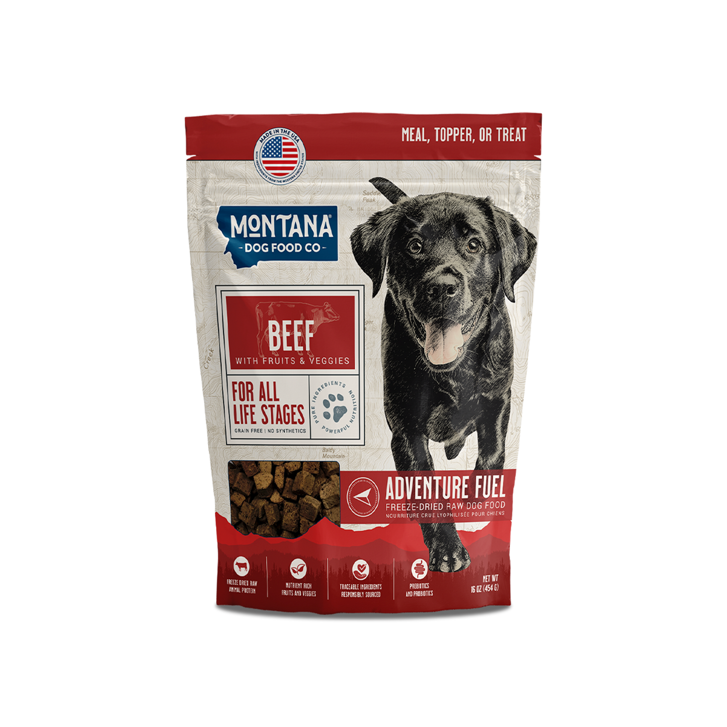Freeze-Dried Raw Beef Dog Food – Grain-Free, Fruits & Vegetables, 6.4oz or 16oz