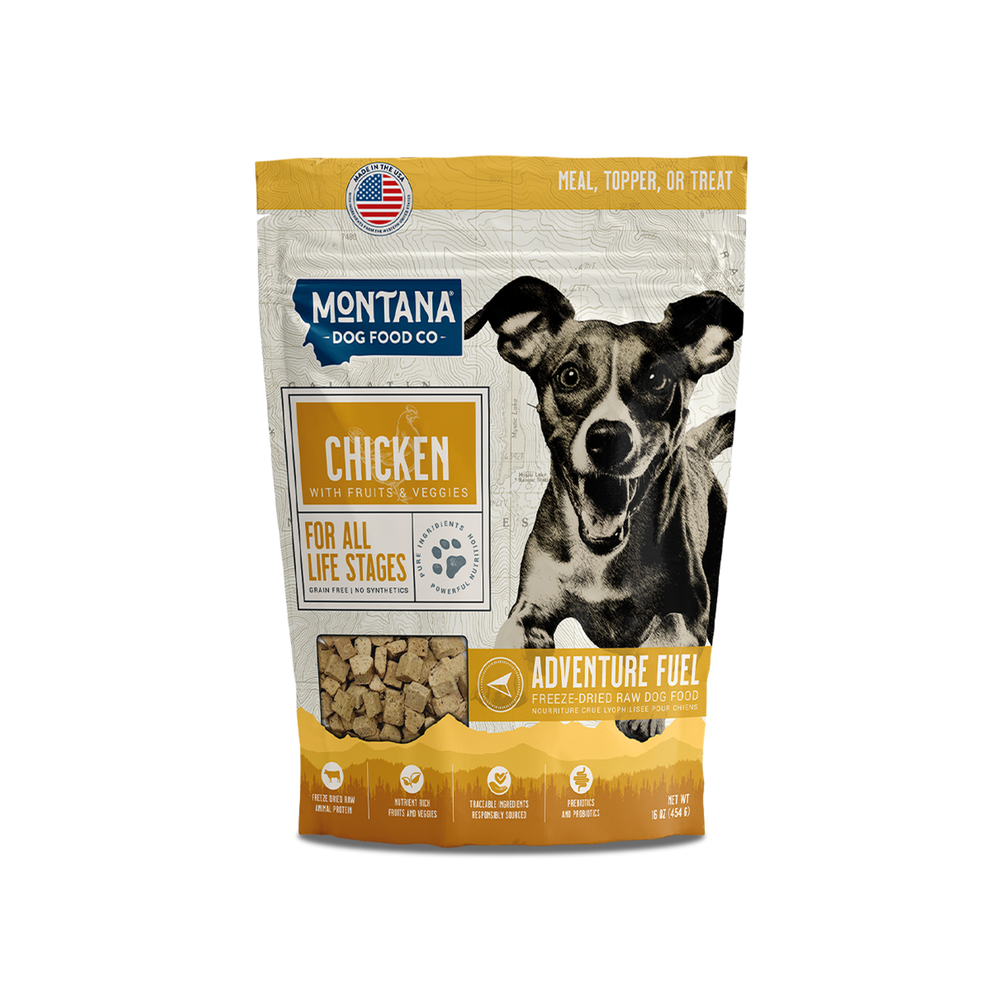 Freeze-Dried Raw Chicken Dog Food – Free-Range, Grain-Free, Fruits & Vegetables, 6.4oz or 16oz