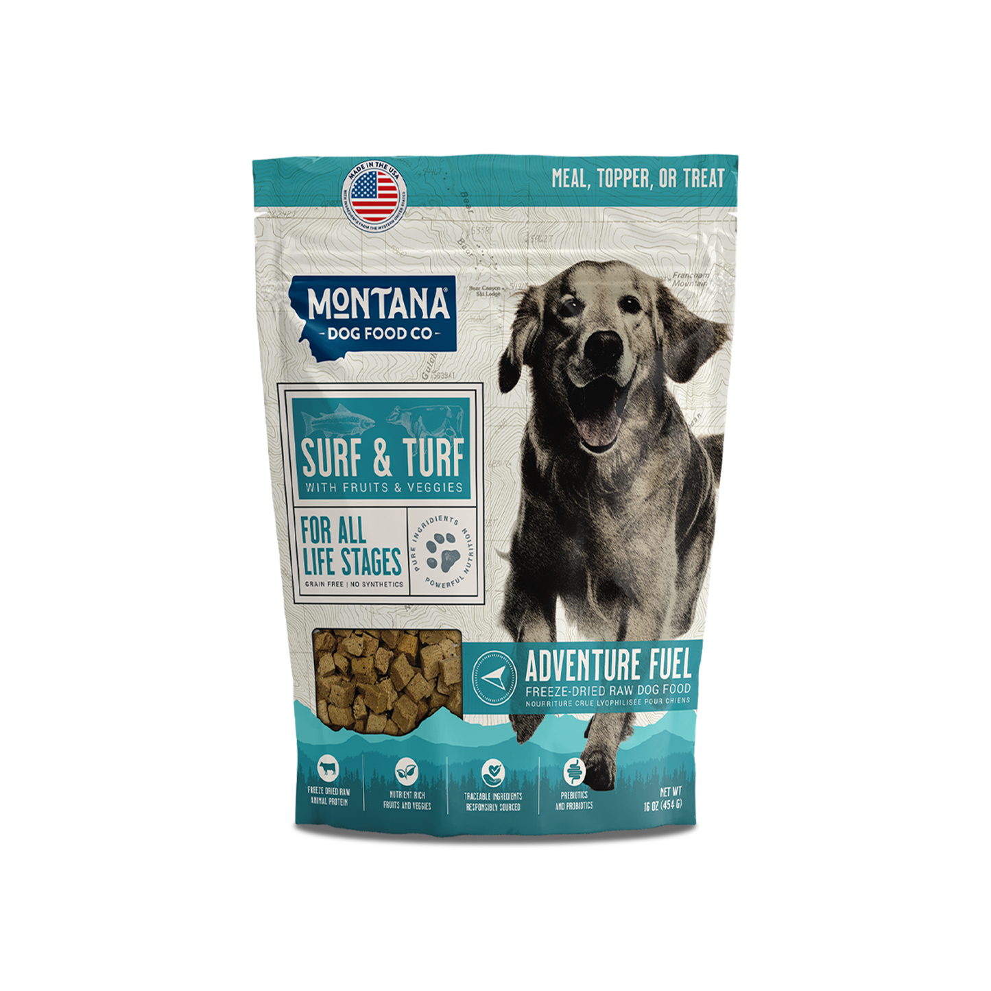Freeze-Dried Raw Surf & Turf Dog Food – Beef & Trout, Grain-Free, 6.4oz or 16oz