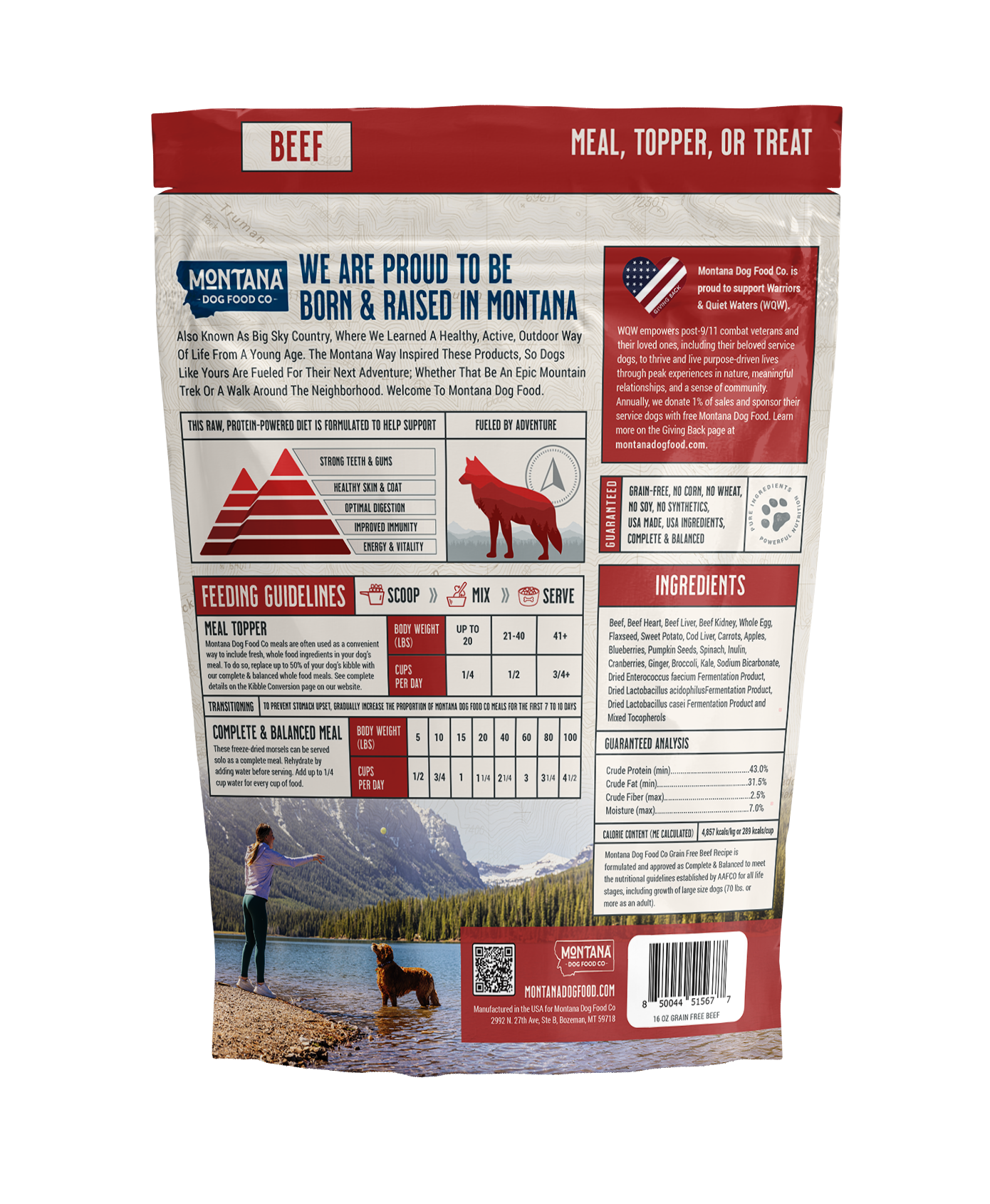 Freeze-Dried Raw Beef Dog Food – Grain-Free, Fruits & Vegetables, 6.4oz or 16oz