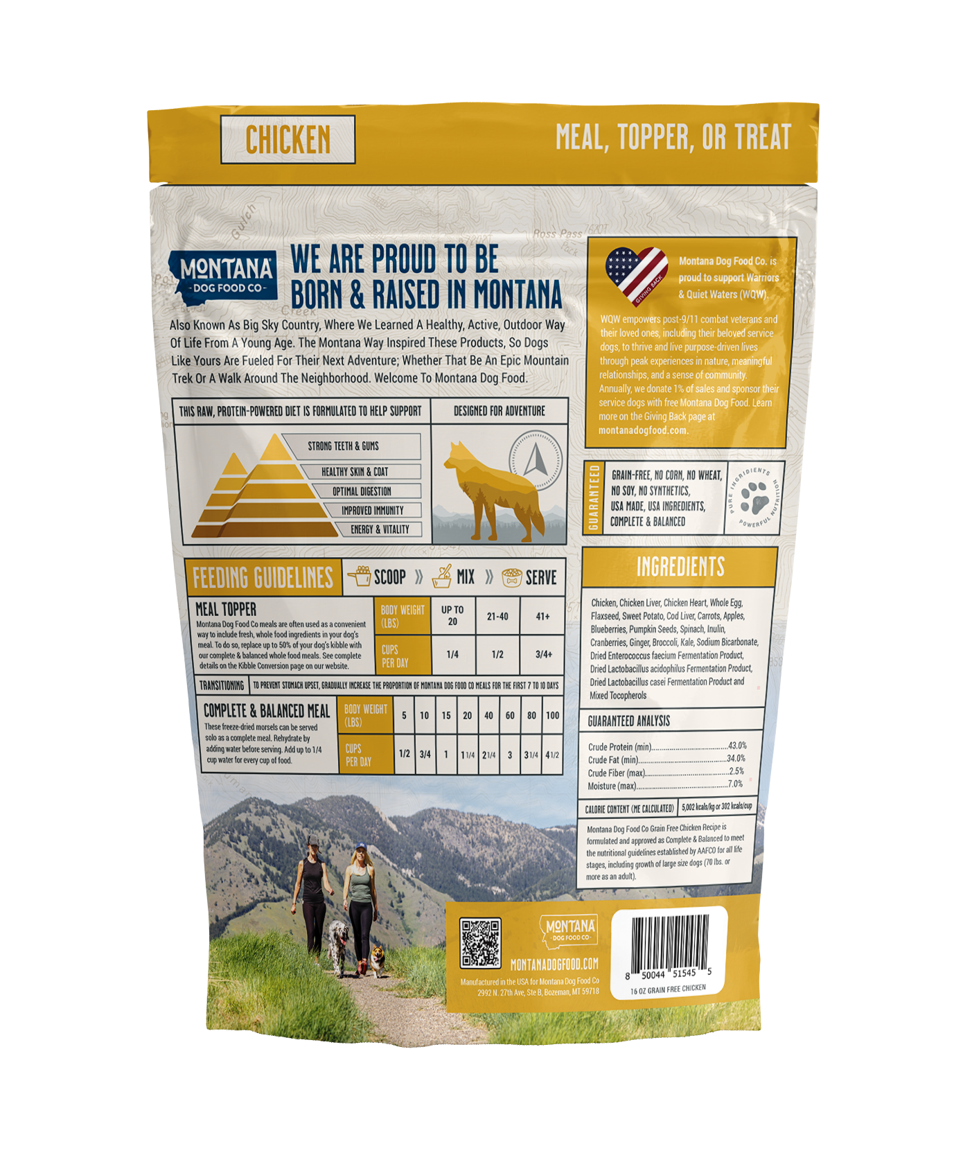 Freeze-Dried Raw Chicken Dog Food – Free-Range, Grain-Free, Fruits & Vegetables, 6.4oz or 16oz