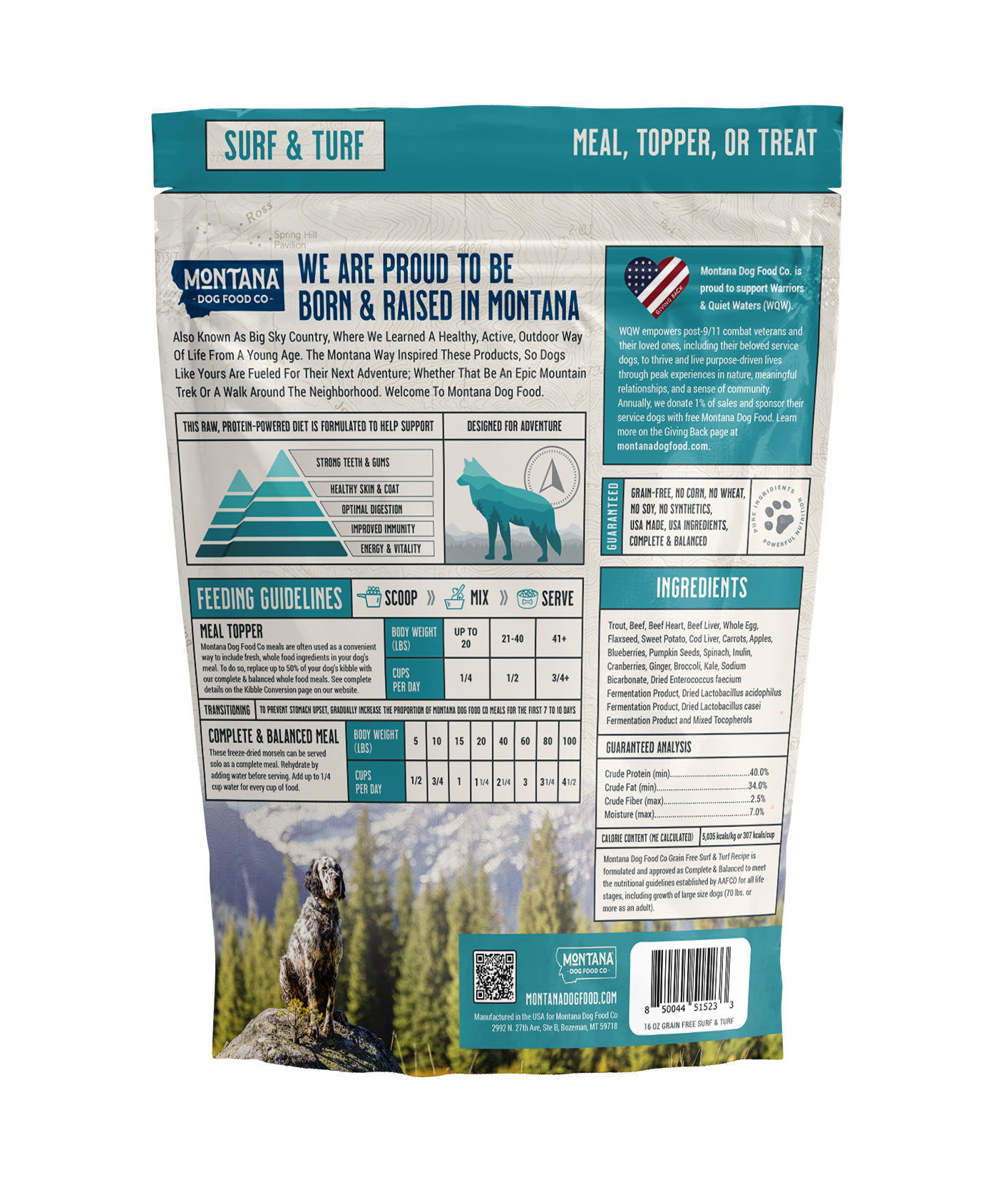 Freeze-Dried Raw Surf & Turf Dog Food – Beef & Trout, Grain-Free, 6.4oz or 16oz