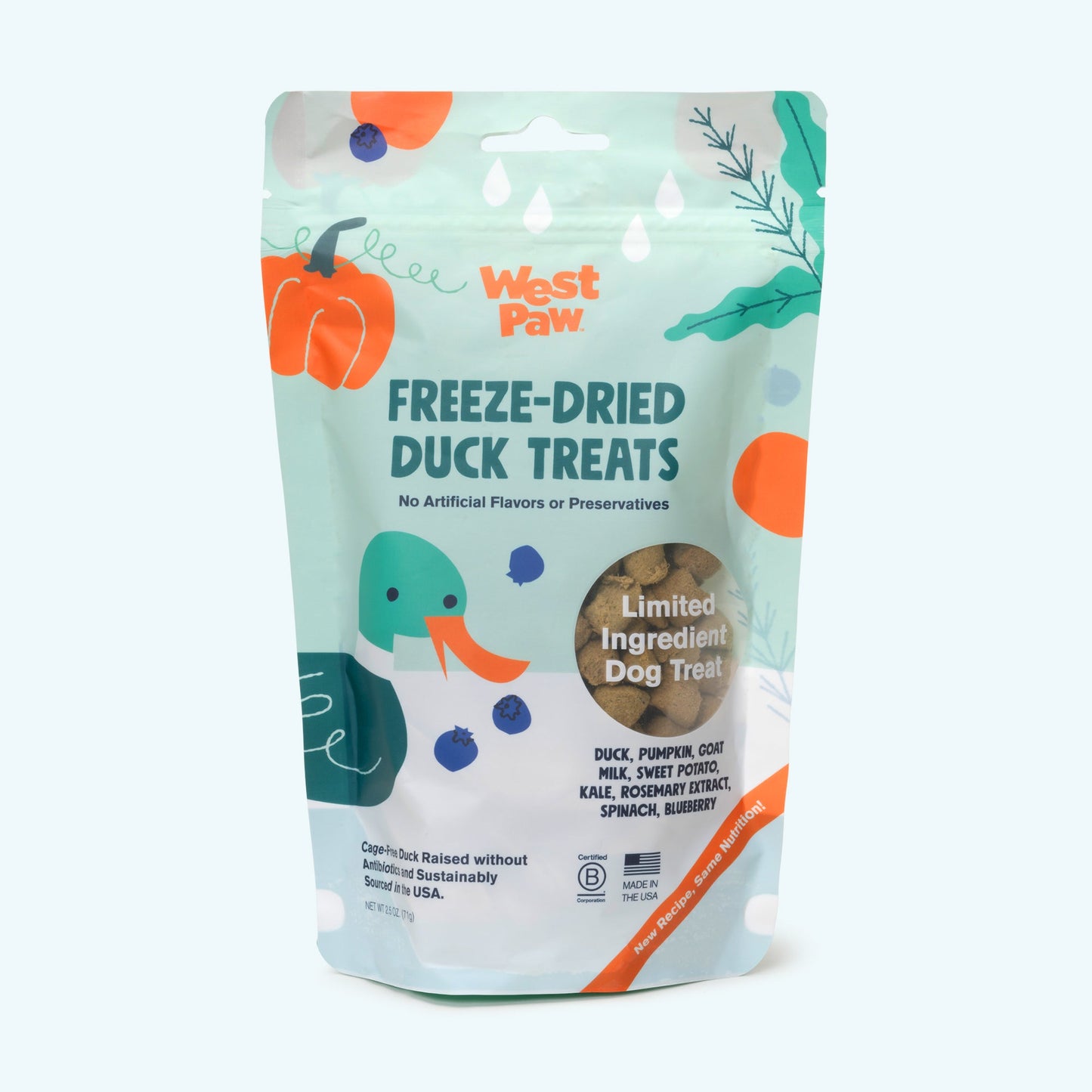 West Paw Duck with Superfood Dog Treats – Freeze-Dried Raw | Probiotic & Nutrient-Dense | 2.5 oz