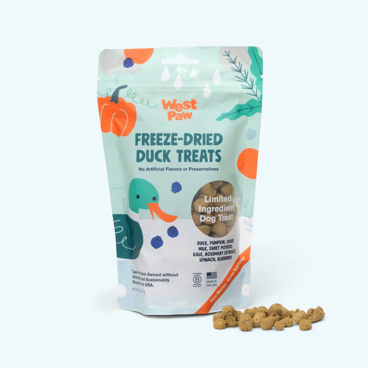West Paw Duck with Superfood Dog Treats – Freeze-Dried Raw | Probiotic & Nutrient-Dense | 2.5 oz