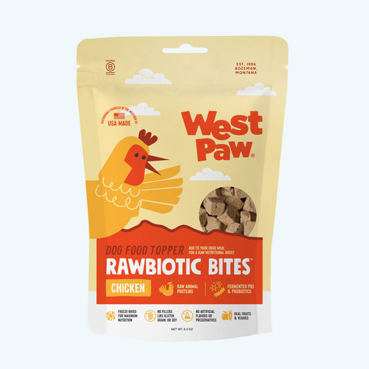 West Paw Rawbiotic Bites Chicken Dog Food Topper – Raw Protein, Probiotics & Real Veggies