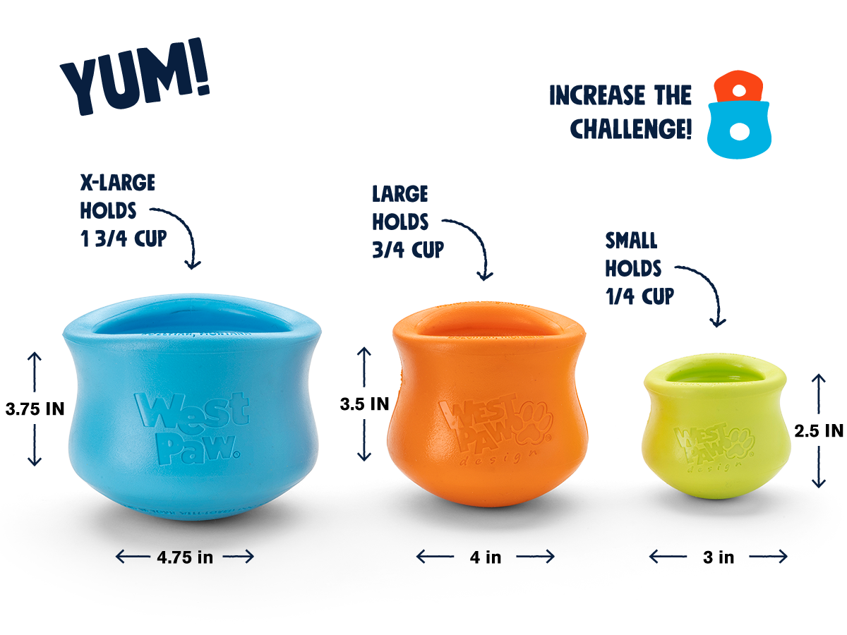 West Paw Toppl Treat Puzzle Toy – Slow Feeder, Freezable, Dishwasher Safe | 3 Sizes