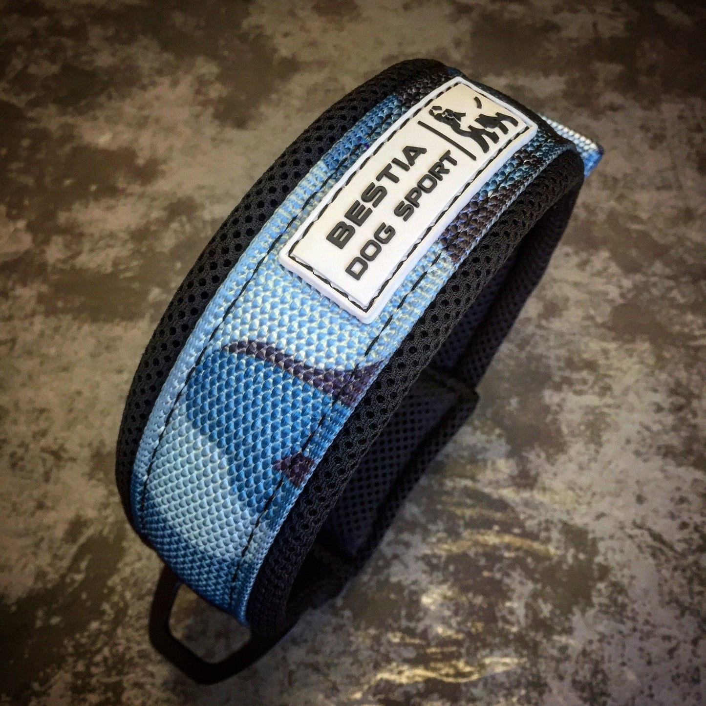 BESTIA Dog Sport Fast Release Collar – Blue Camo Heavy-Duty Training Collar